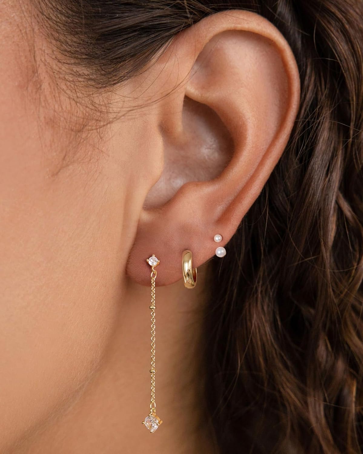 Pearl Earrings: 14k Gold-plated Cubic Zirconia Accented Pearl Drop Dangle Wedding Engagement Earrings For Women Bridal Bridesmaid