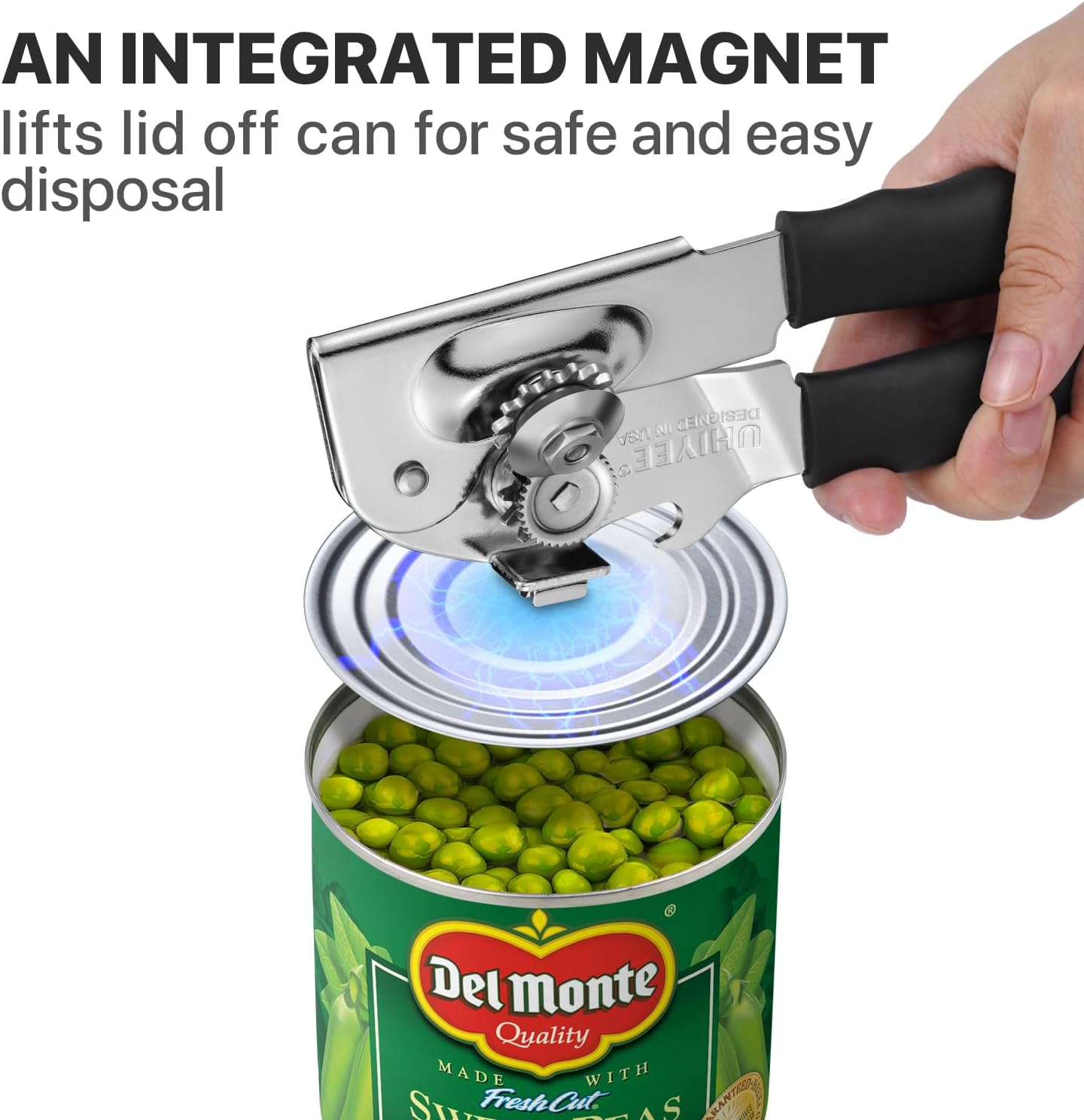 Manual Can Opener for Seniors, Heavy Duty with Comfort Grip & Magnet for Kitchen Camping