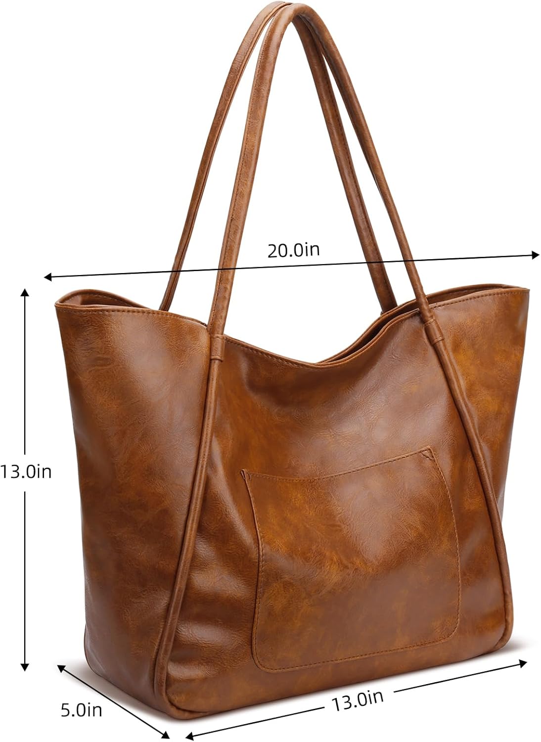 Large Tote Bag for Women with Zipper Work Leather Travel Purse and Handbags