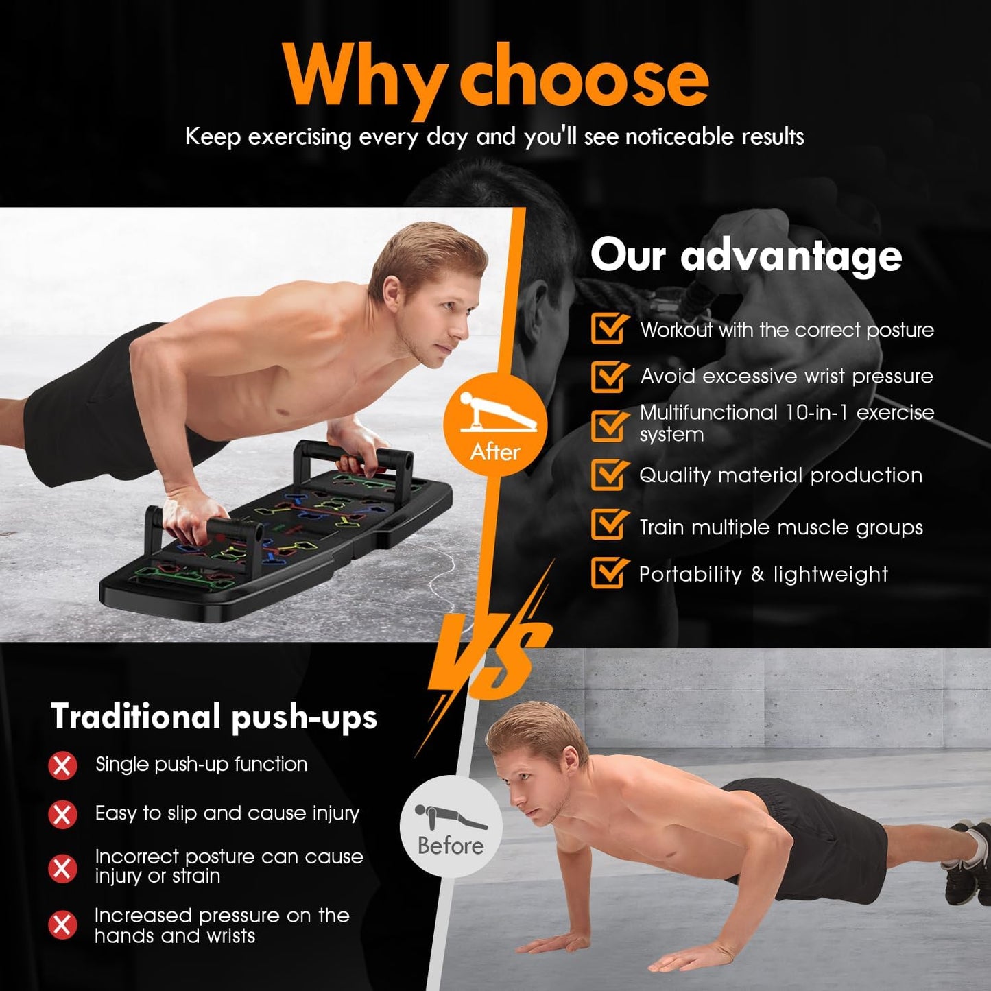 OMOMMD Push Up Board,Home Gym,Portable Exercise Equipment,Pilates Bar and 20 Fitness Accessories with Resistance Bands and Ab Roller Wheel,Full Body Workout at Home
