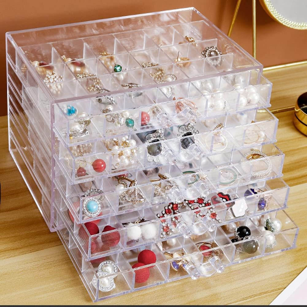 Acrylic Jewelry Storage Box Stand with 120 Small Compartments
