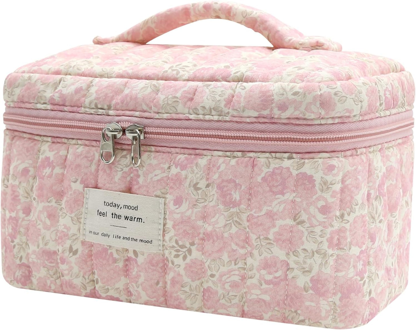 Large Makeup Bag, Cute Cosmetic Bag for Women Girls, Floral Coquette Aesthetic Toiletry Bag, Travel Make Up Organizer Bag (BDLH)