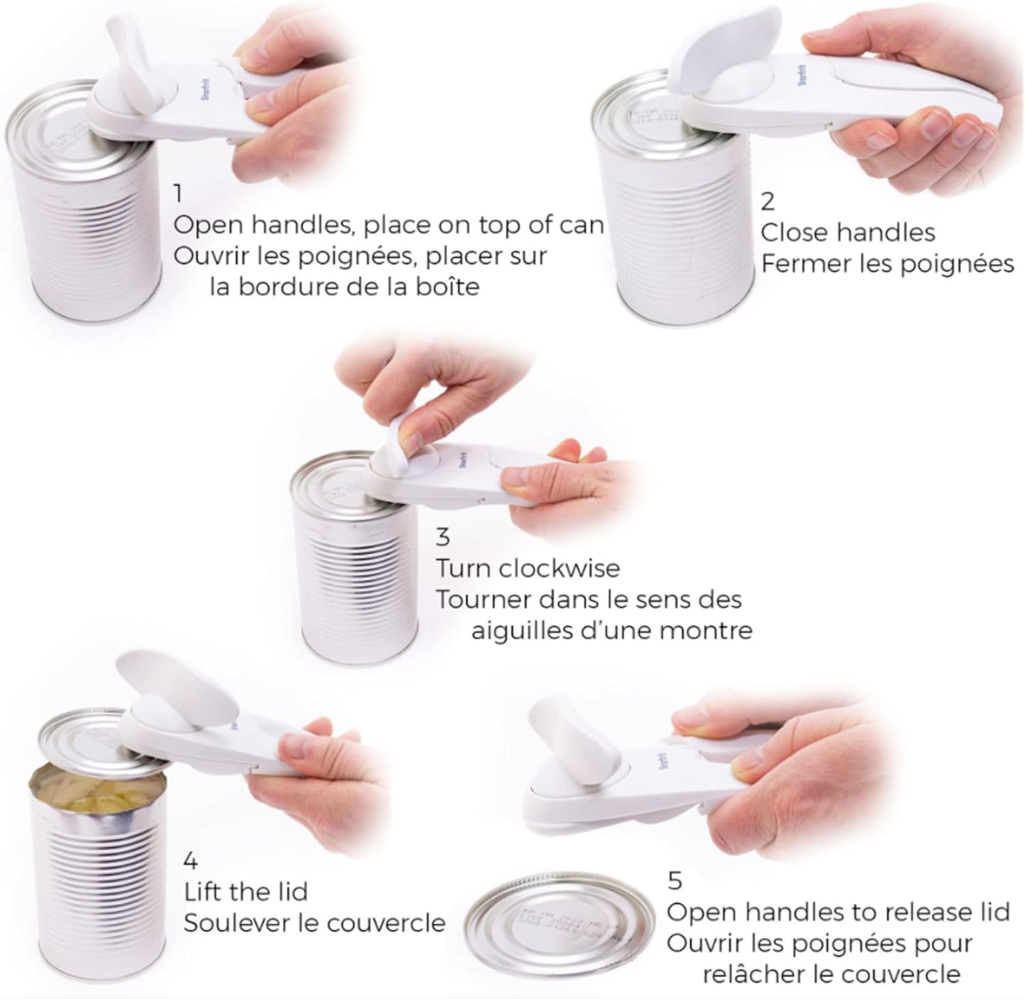 Beaver Can Opener - Safe - Holds and Leaves No Sharp Edges on Lid - Comfort Grip