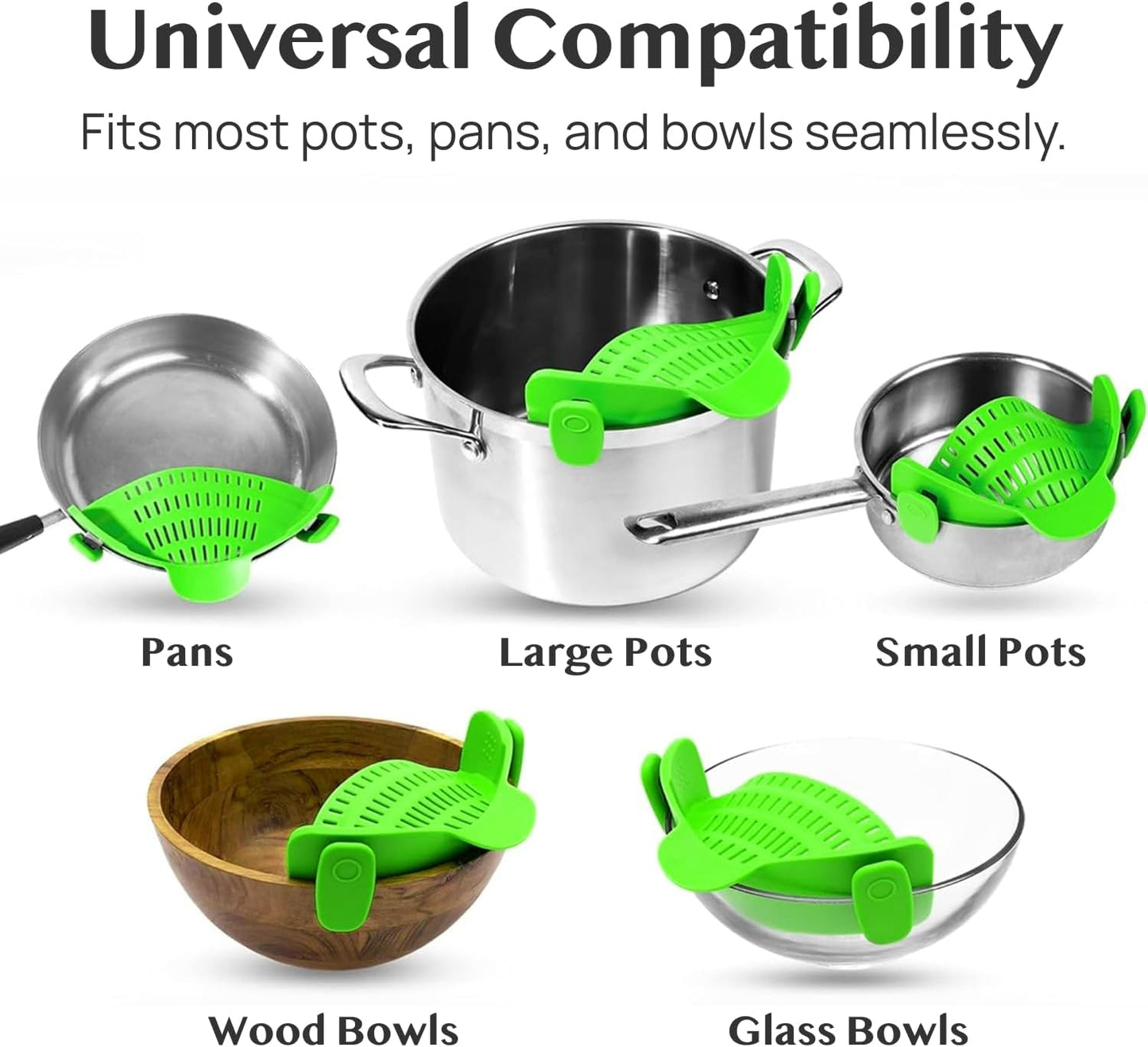 Collapsible Silicone Pasta Strainer and Kitchen Gadget for Cooking