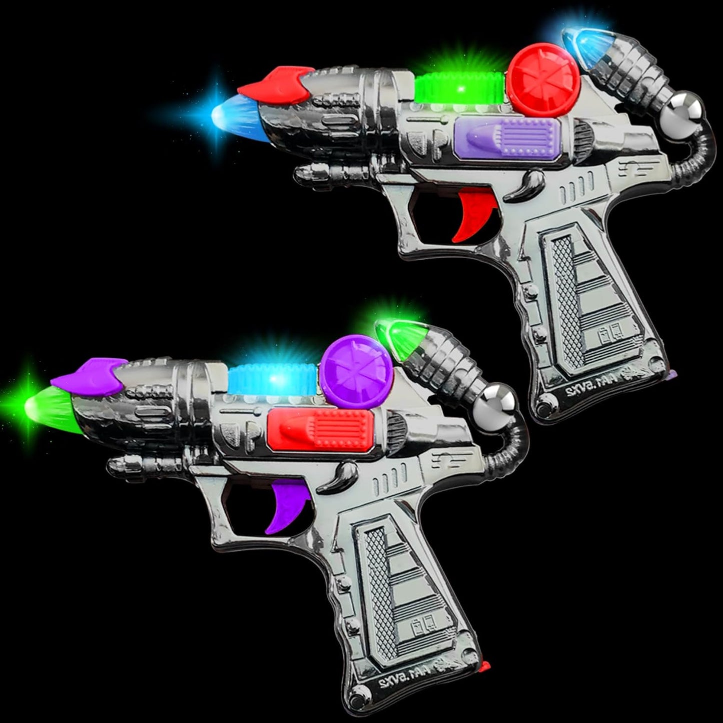 OMOMMD Ranger Hand-Gun Toy Set with Flashing Lights & Sounds, 2 Cool Futuristic Handguns, Pretend Play, Great Party Favor, Gift for Boys and Girls, Batteries Included- Colors May Vary