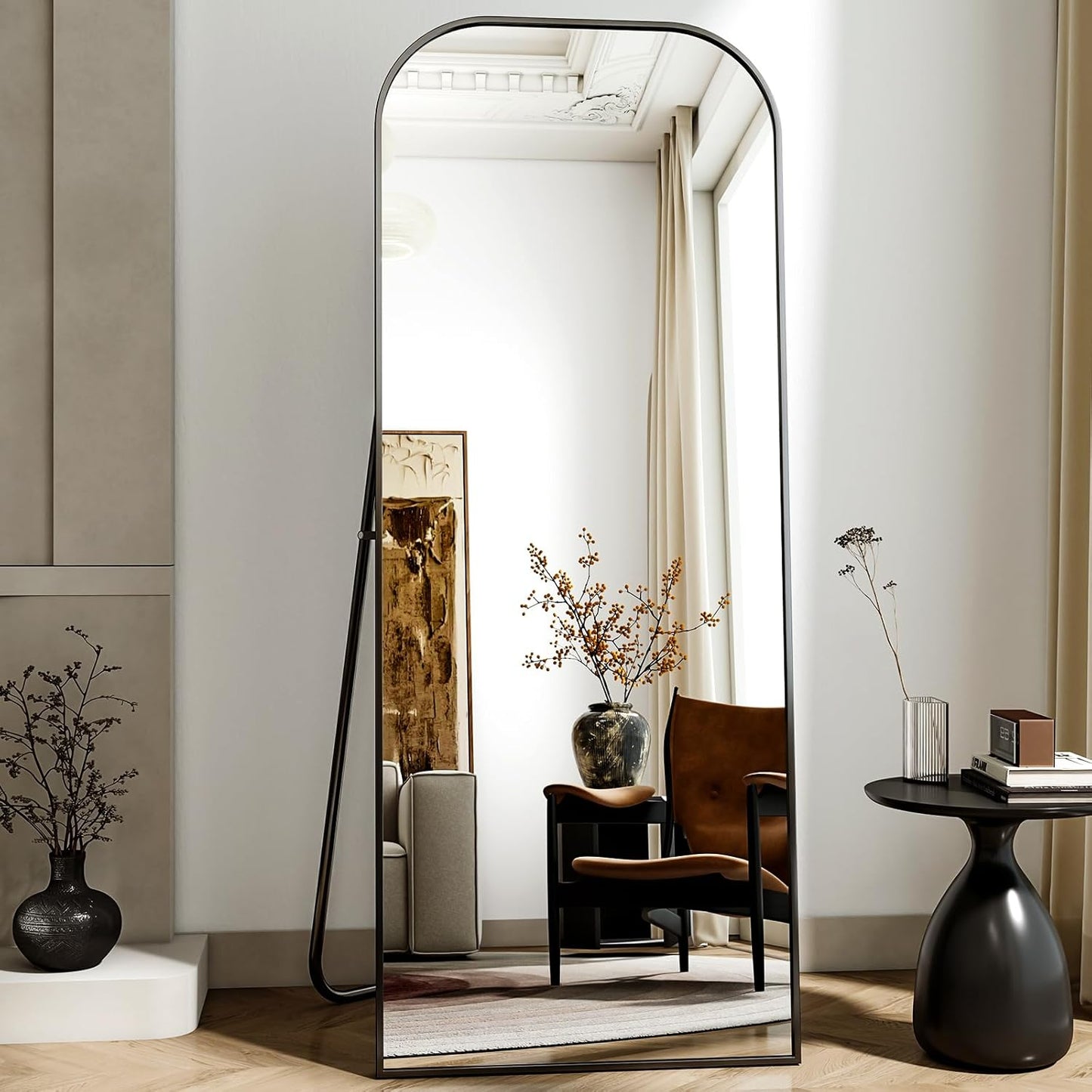 56x21 Inch Full Length Mirror - Large Floor Standing & Wall Mountable Full Body Mirror