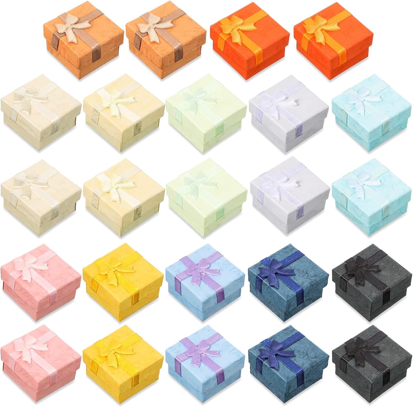 24 Pack Jewelry Gift Boxes Jewelry Box Gift Cases with Ribbon Bow for Birthday Wedding
