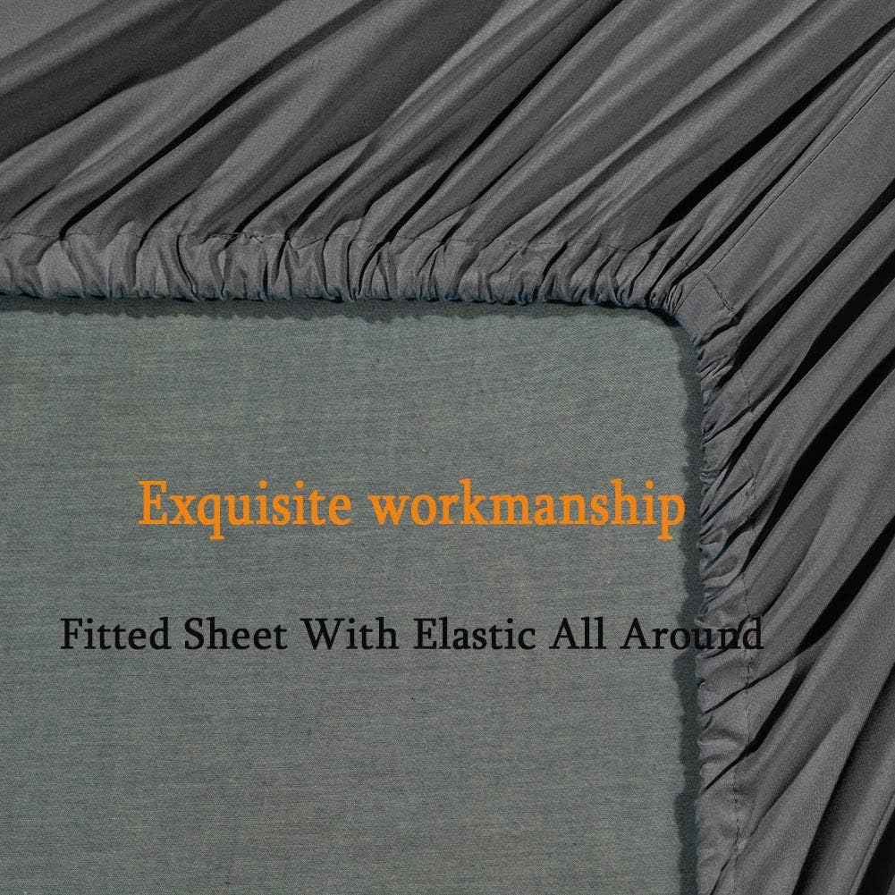 Bed Sheet Set Super Soft Microfiber Fit 18-24 Inch Deep Pocket Mattress Wrinkle-6 count (Dark Grey, Queen)