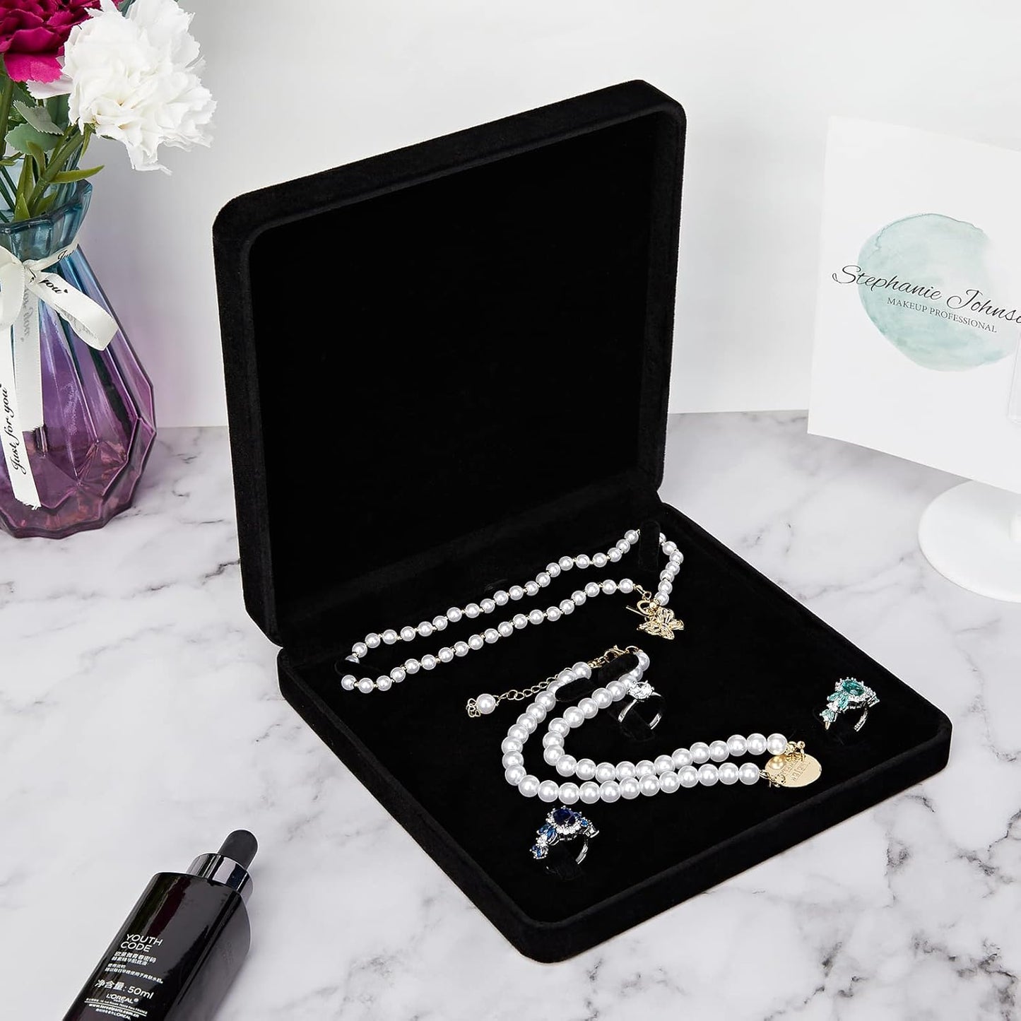 Velvet Jewelry Set Box, Velvet Gift Box for Bracelet Necklace Earring Ring