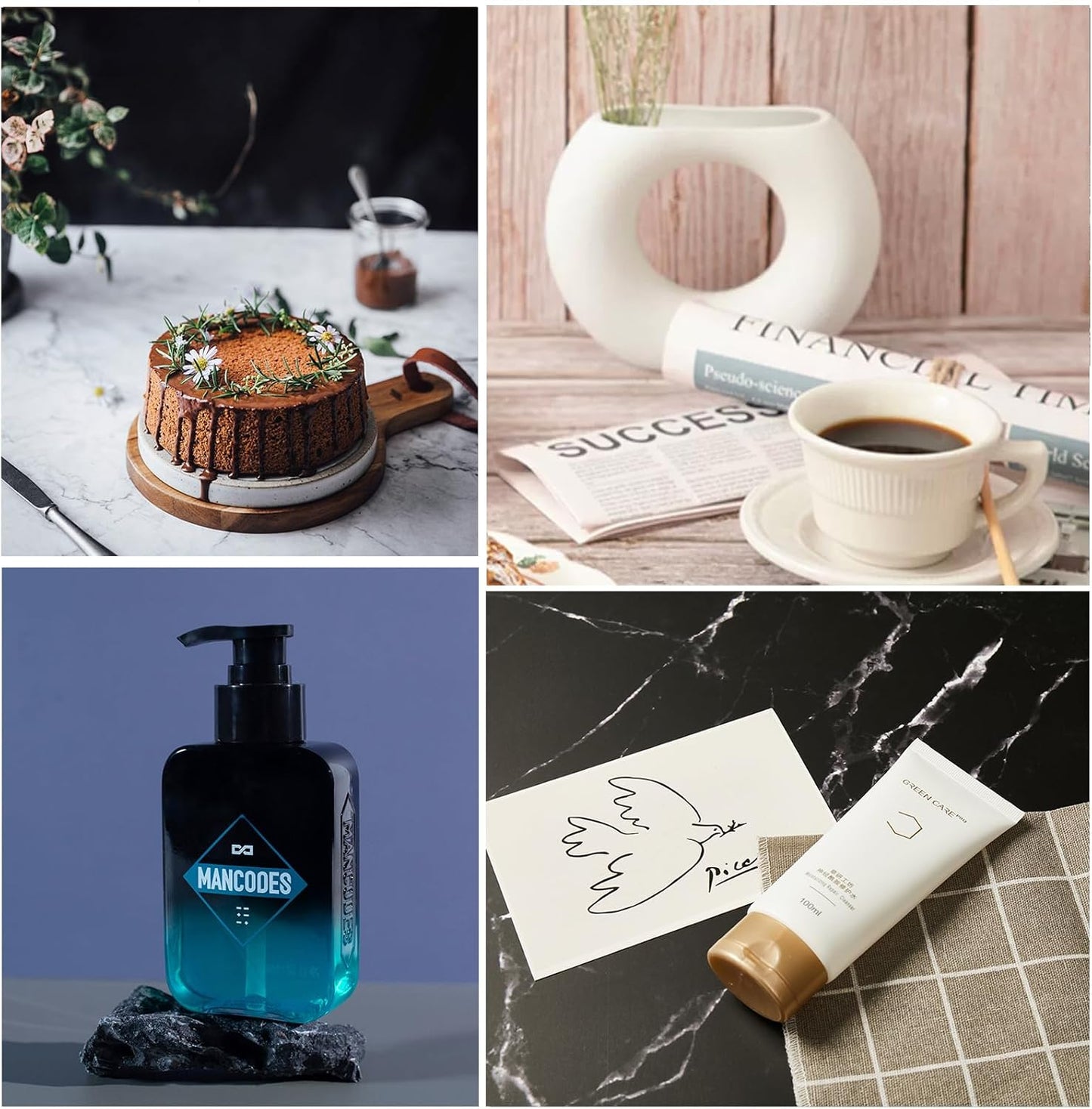 OMOMMD  Photo Backdrop Board Product Photography: 10pcs 20patterns Table Top Food Background Kit - Flat Lay Props for Jewelry.(Small Size 16.5x11.7in)
