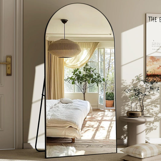 30x71 inch Wall Mount Arched Full Length Mirror-Aluminum Alloy Frame High Definition