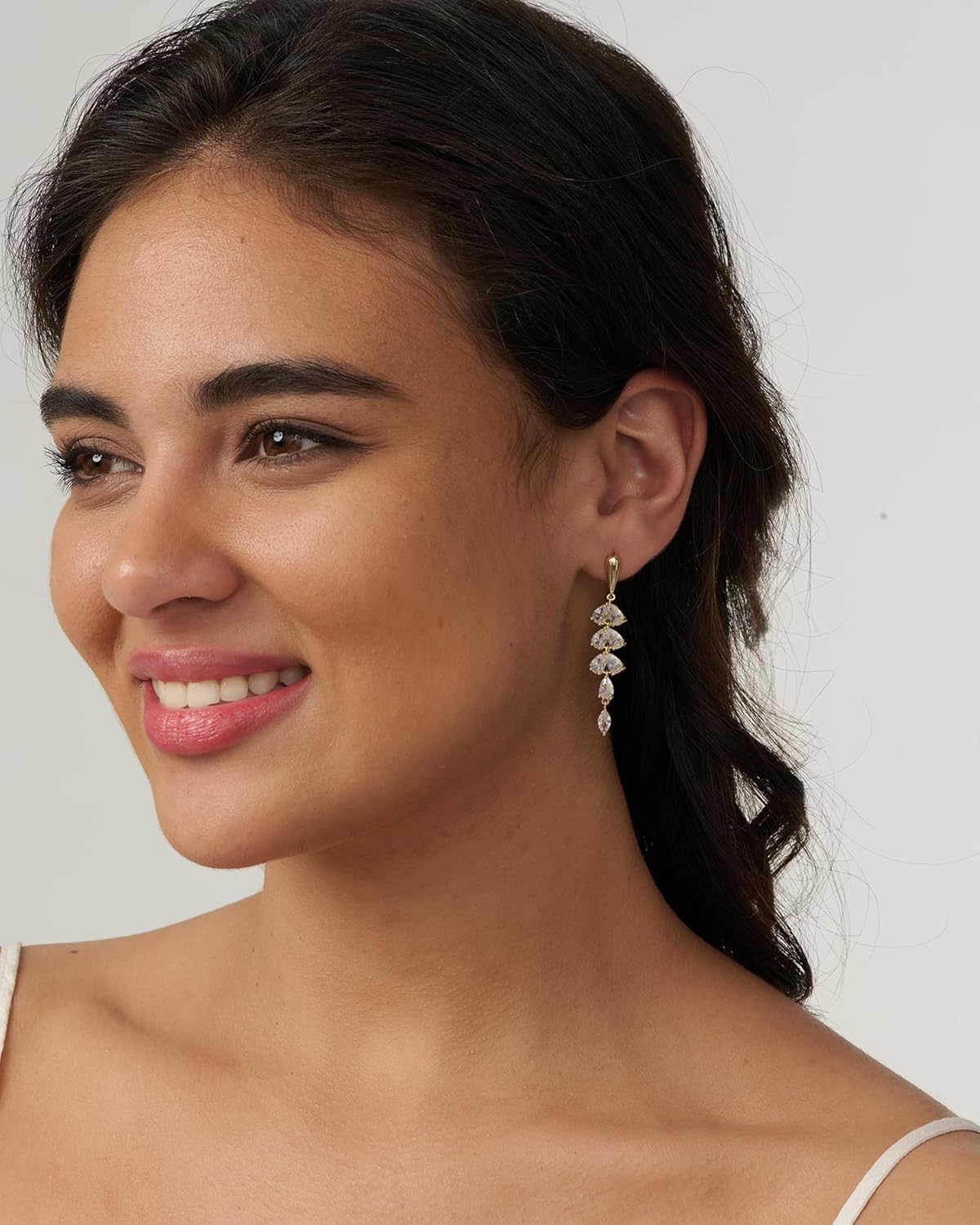 Cubic Zirconia Earrings - 14K Gold Plated Cubic Zirconia CZ Wedding Earrings for Women Bridal Bridesmaid