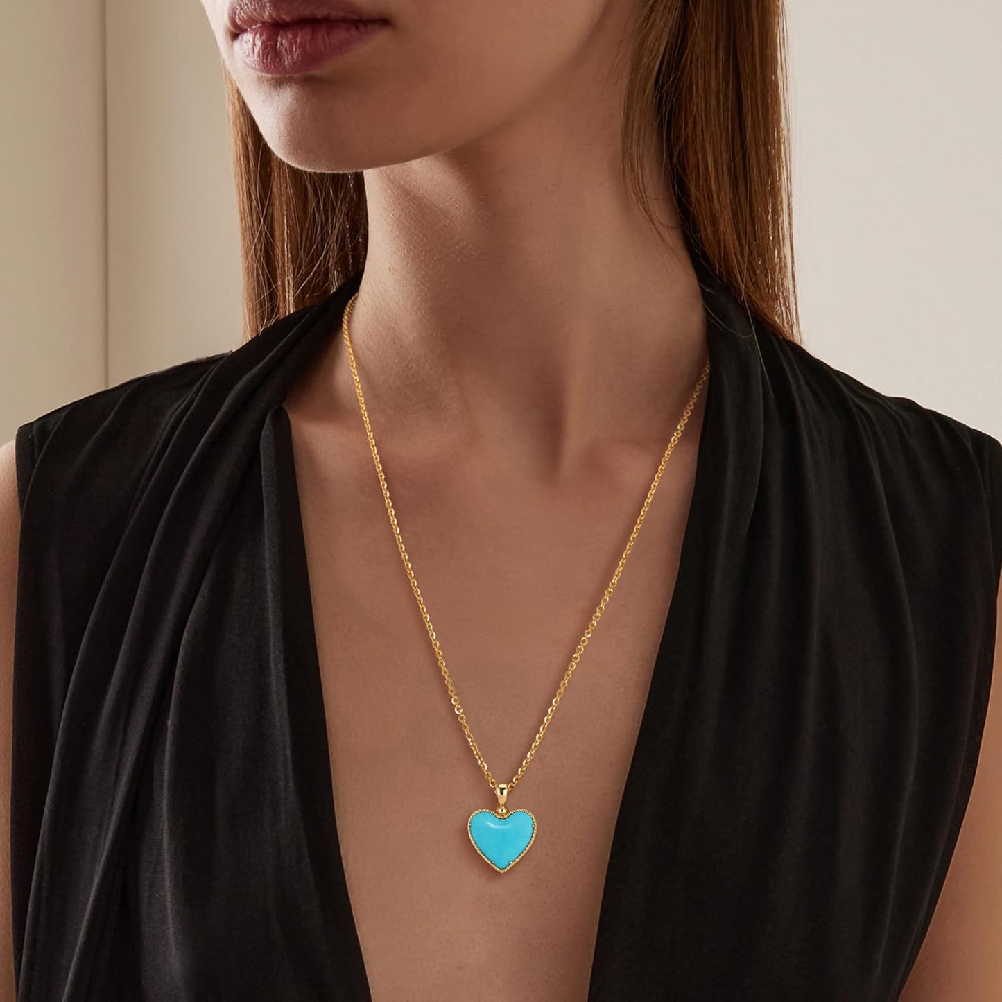 14K Gold Double-Sided Heart Necklace - Valentine's Gift for Wife/Mom, Dainty Gold Jewelry