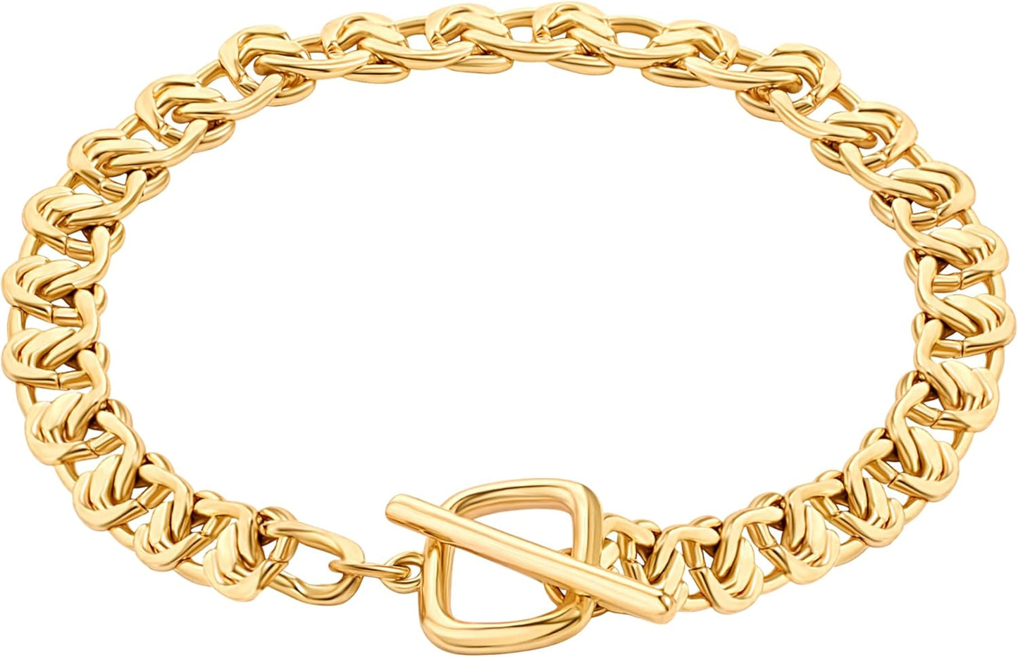 18k Gold Plated Personalized Chunky Cuban Oval Link Chain Bracelets for Men Toggle Rope Bracelet Jewelry for Women