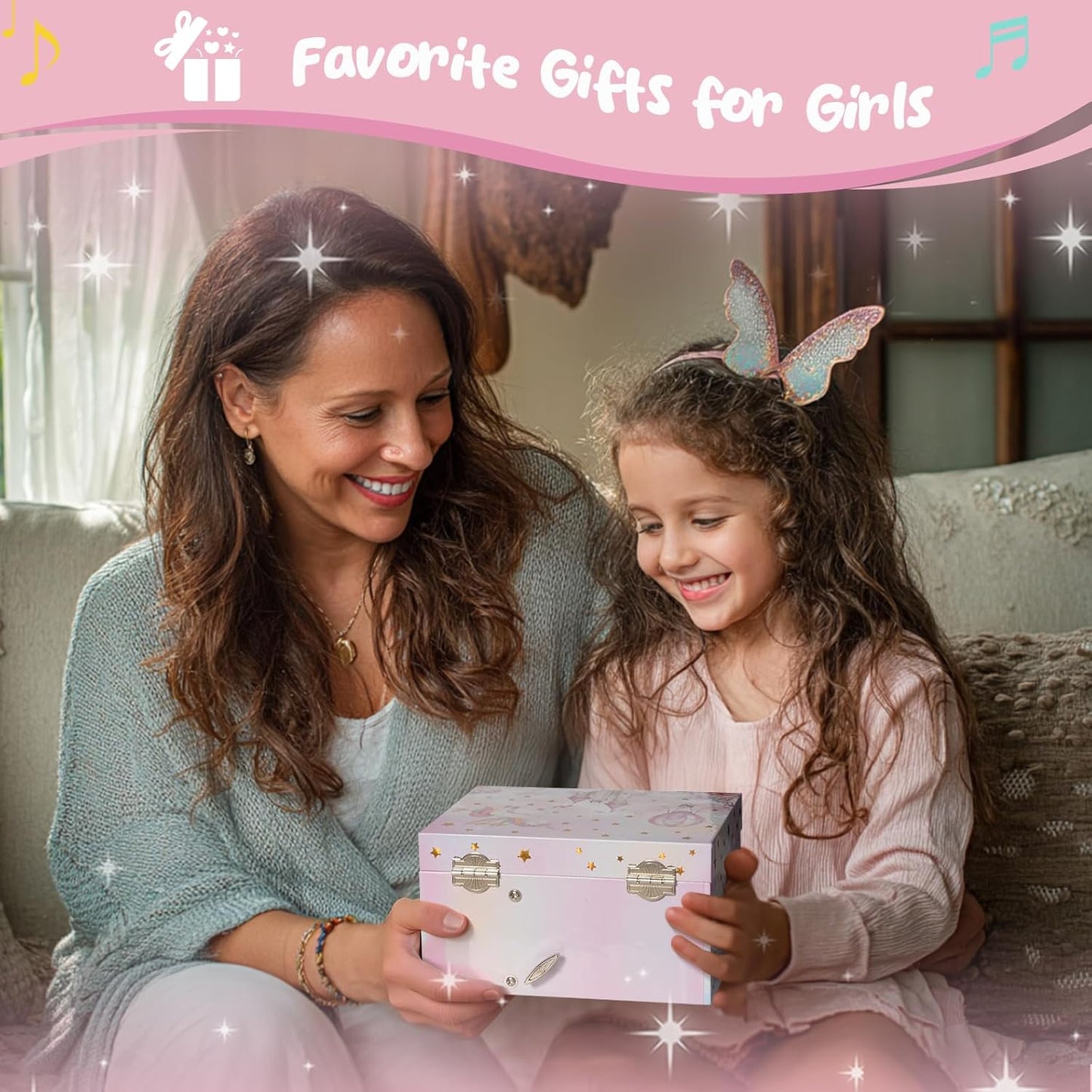 Musical Kids Jewelry Box with Spinning Unicorn Doll, Birthday Gifts for Little Girls Children Toddler