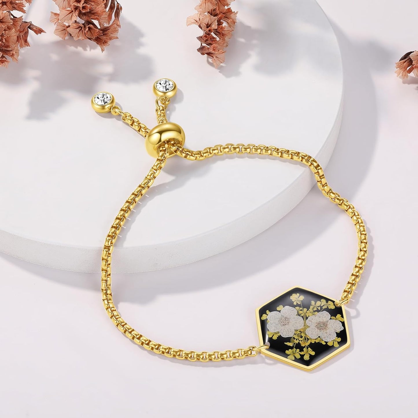 Pressed Wildflower Bracelet | Pressed Flower Bracelet | Gold/Silver Pressed Flower Jewelry | Personalized Handmade Jewelry