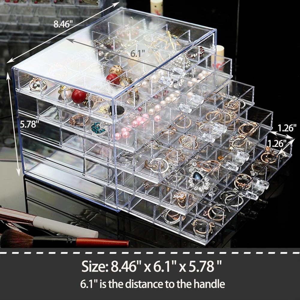 Acrylic Jewelry Storage Box Stand with 120 Small Compartments