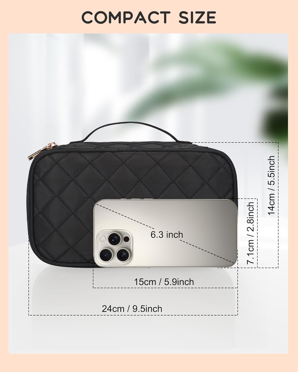 Small Makeup Bag for Women, Travel Cosmetic Bag, 2 Layers Waterproof Makeup Organizer Storage