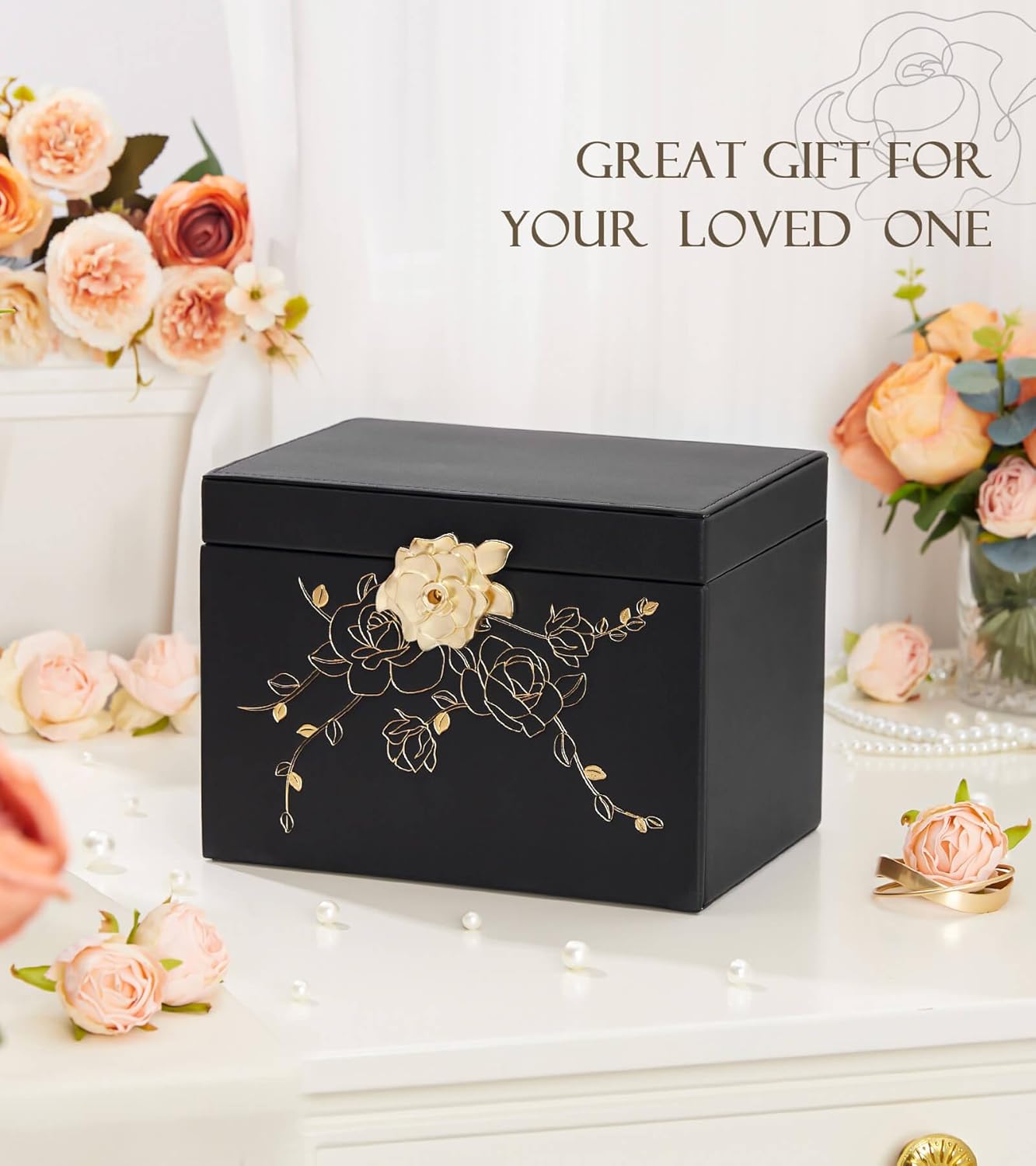 Jewelry Box with Lock: Jewelry Organizer for Dresser - 3-Drawer Earrings Storage