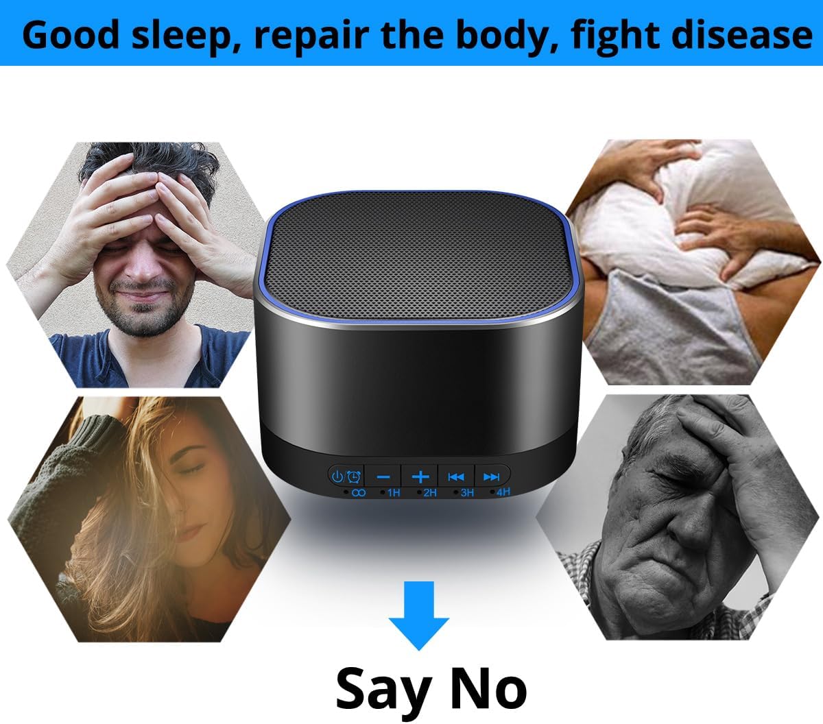 OMOMMD White Noise Machine with 20 Non Looping Natural Soothing Sounds Memory Function 32 Levels of Volume Powered by AC or USB and Sleep Sound Timer Therapy for Baby Kids Adults Black