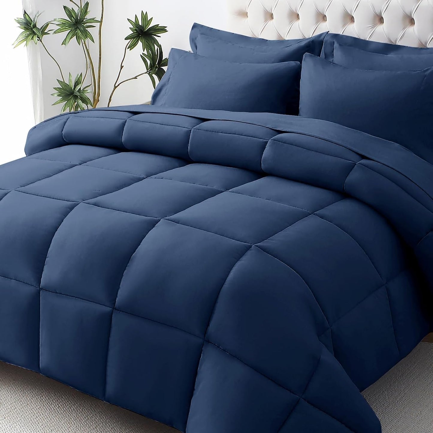 Queen Comforter Set, Ultra-Soft Bed in a Bag Queen Size 7 count