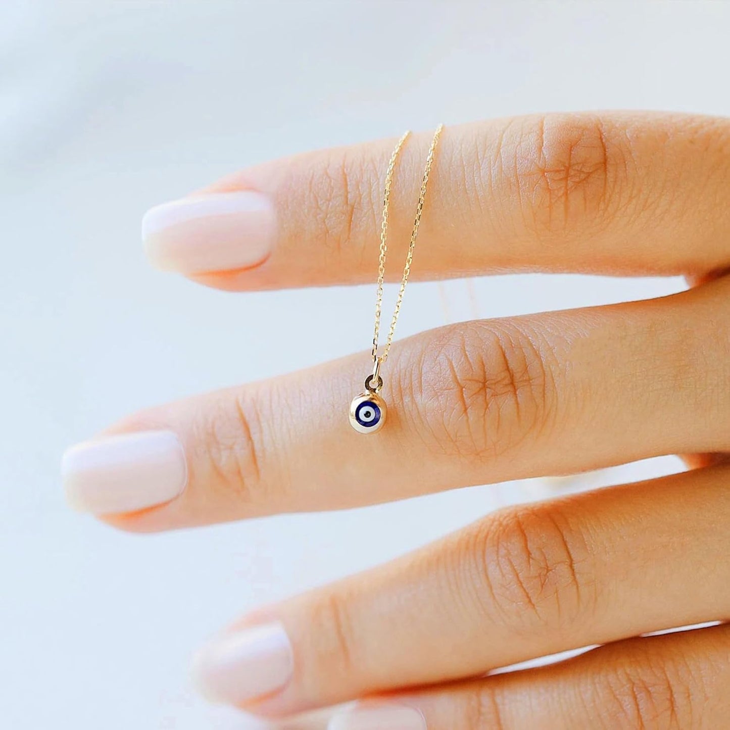 Evil Eye Necklace: 14K Gold Plated Blue CZ Diamond Boho Pendant for Women, Protection Gift