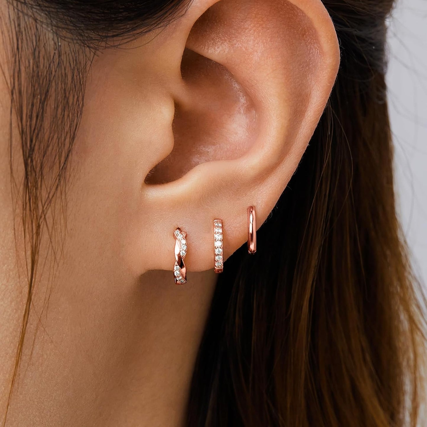 Inerney Gold Huggie Hoop Earrings Set for Women, Dainty Small Sterling Silver Earring Stacks Hypoallergenic Jewelry for Multiple Piercings