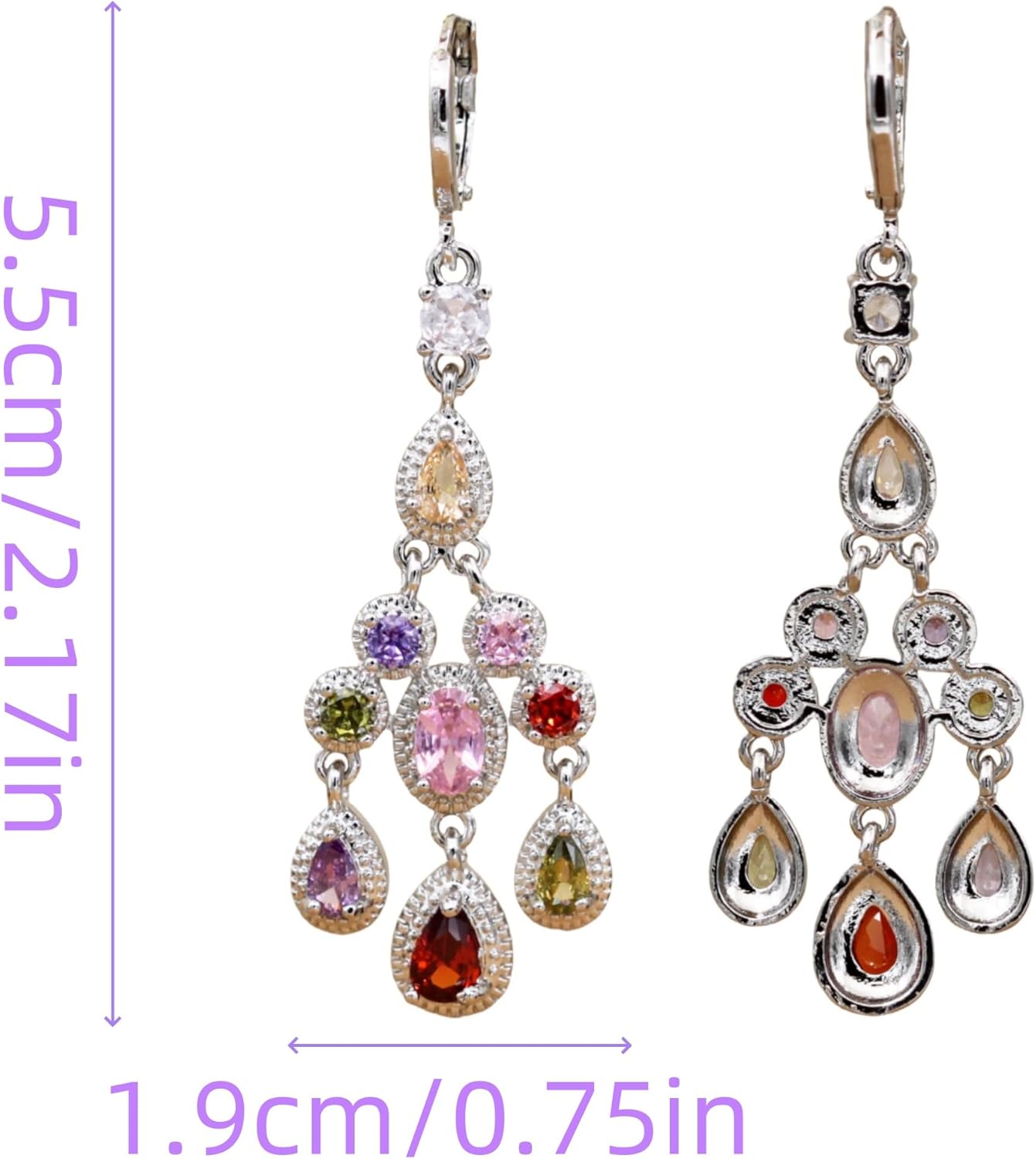 Vuskdtei18K Gold Plated Flower Dangle Earrings for Women, Hypoallergenic Cubic Zirconia Earrings, Elegant Chandelier Drop Earrings, Statement Jewelry Gifts Fashion