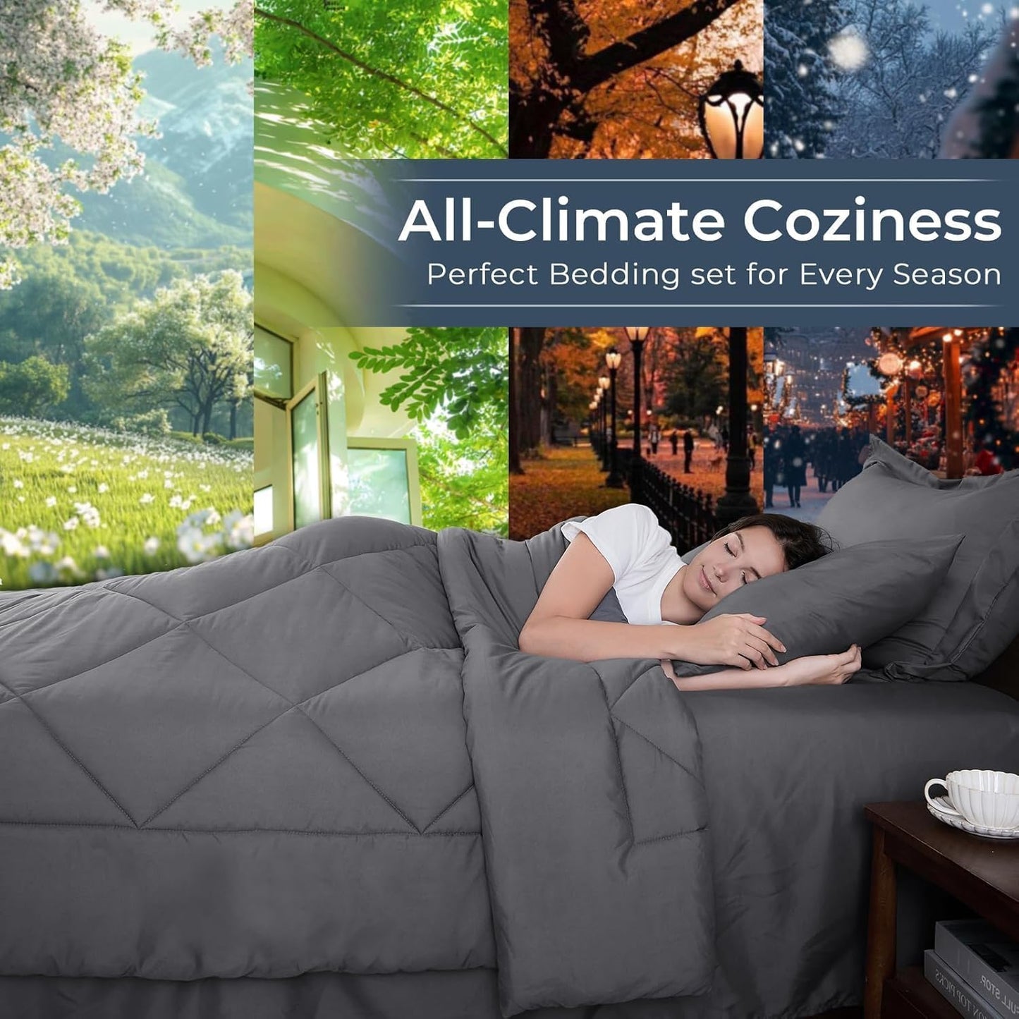 7 count Queen Comforter Set,  with  Comforter, Flat Sheet, Fitted Sheet, Pillowcases, Pillow Shams