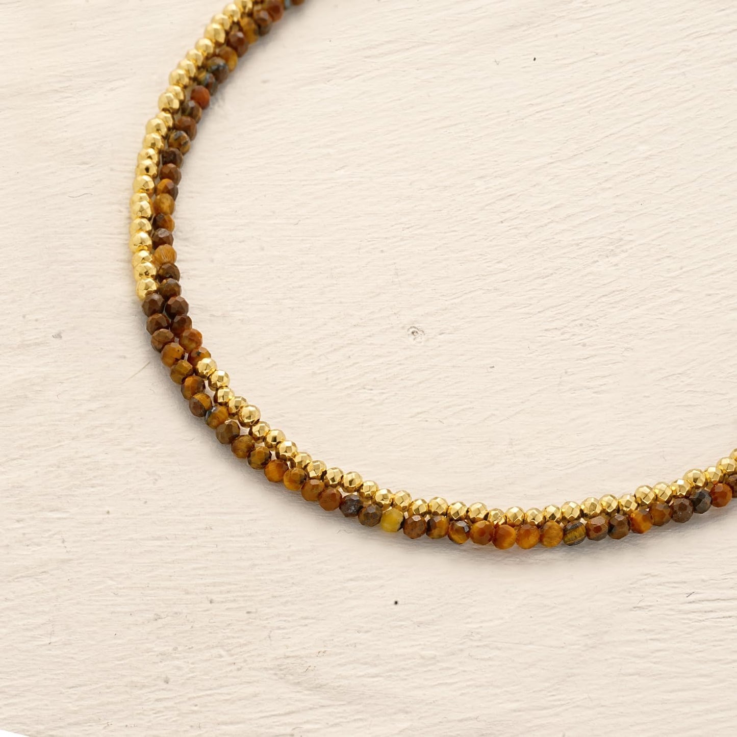 Women Beaded Bracelet Gold Double Layer Gemstone 14K Simple Dainty Handmade Chain Everyday Boho Beach Jewelry
