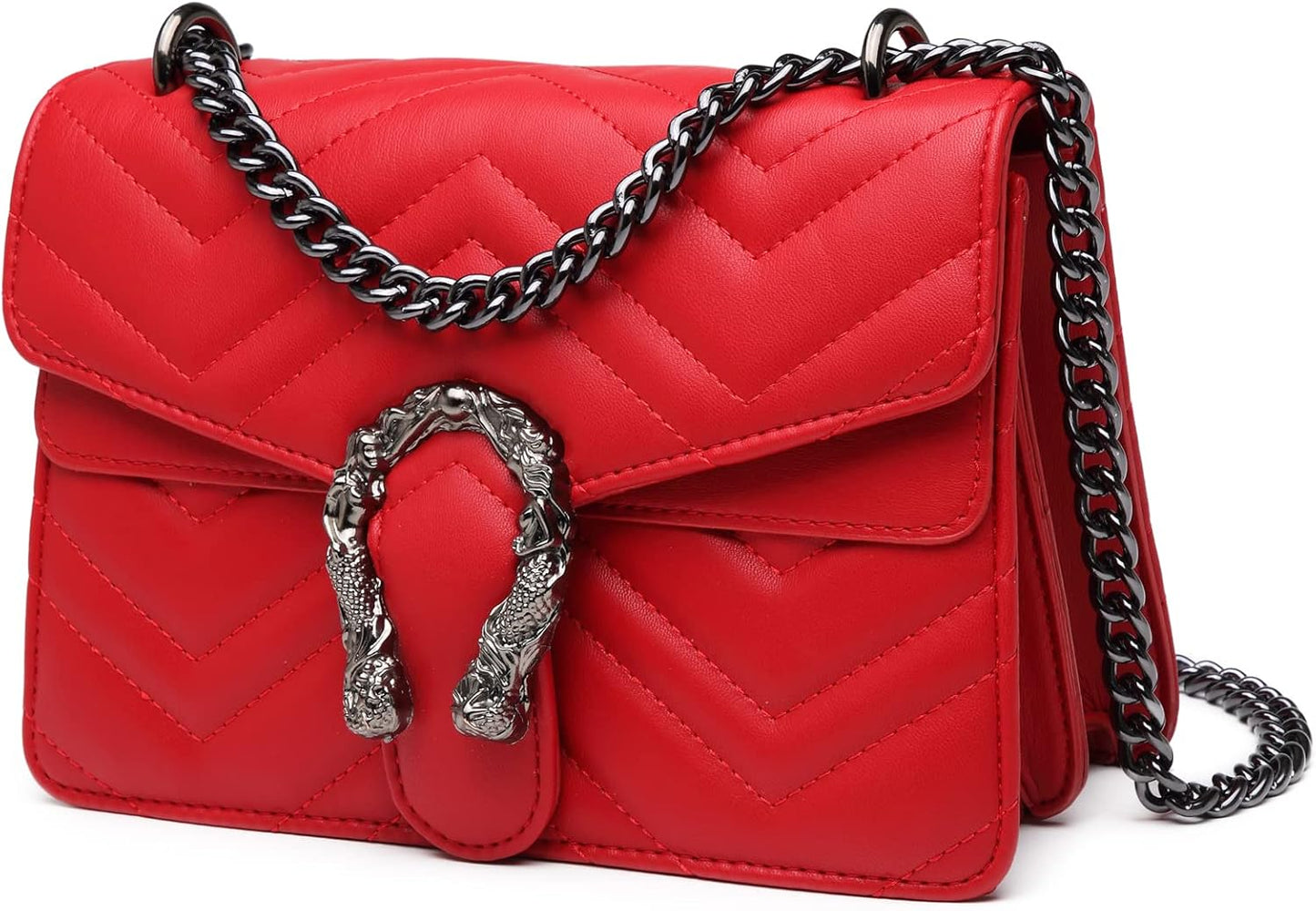 Crossbody Bags for Women - Snake Printed Clutch Purses Leather Chain Shoulder Bags Evening Handbags
