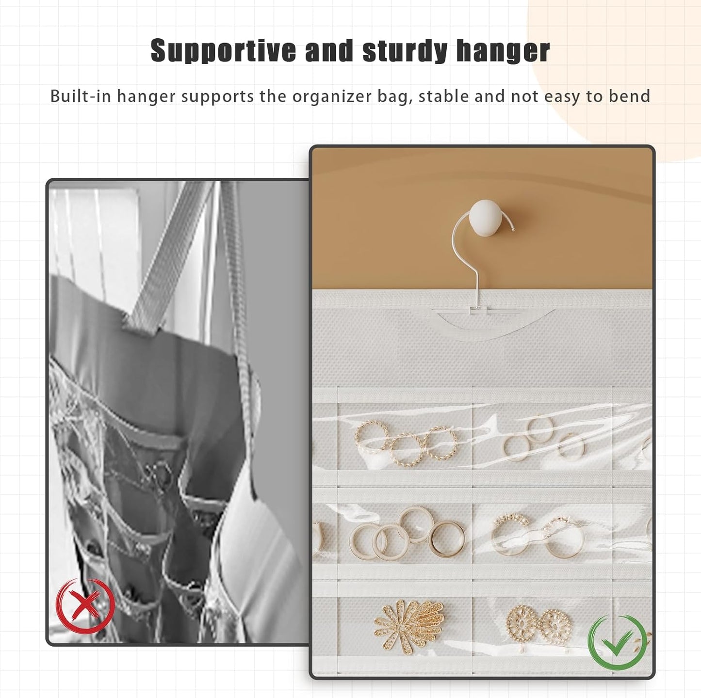 1-Pack Hanging Jewelry Organizer 80-Pocket Dual-sided Jewelry Storage for Earring Necklace Bracelet Ring and more