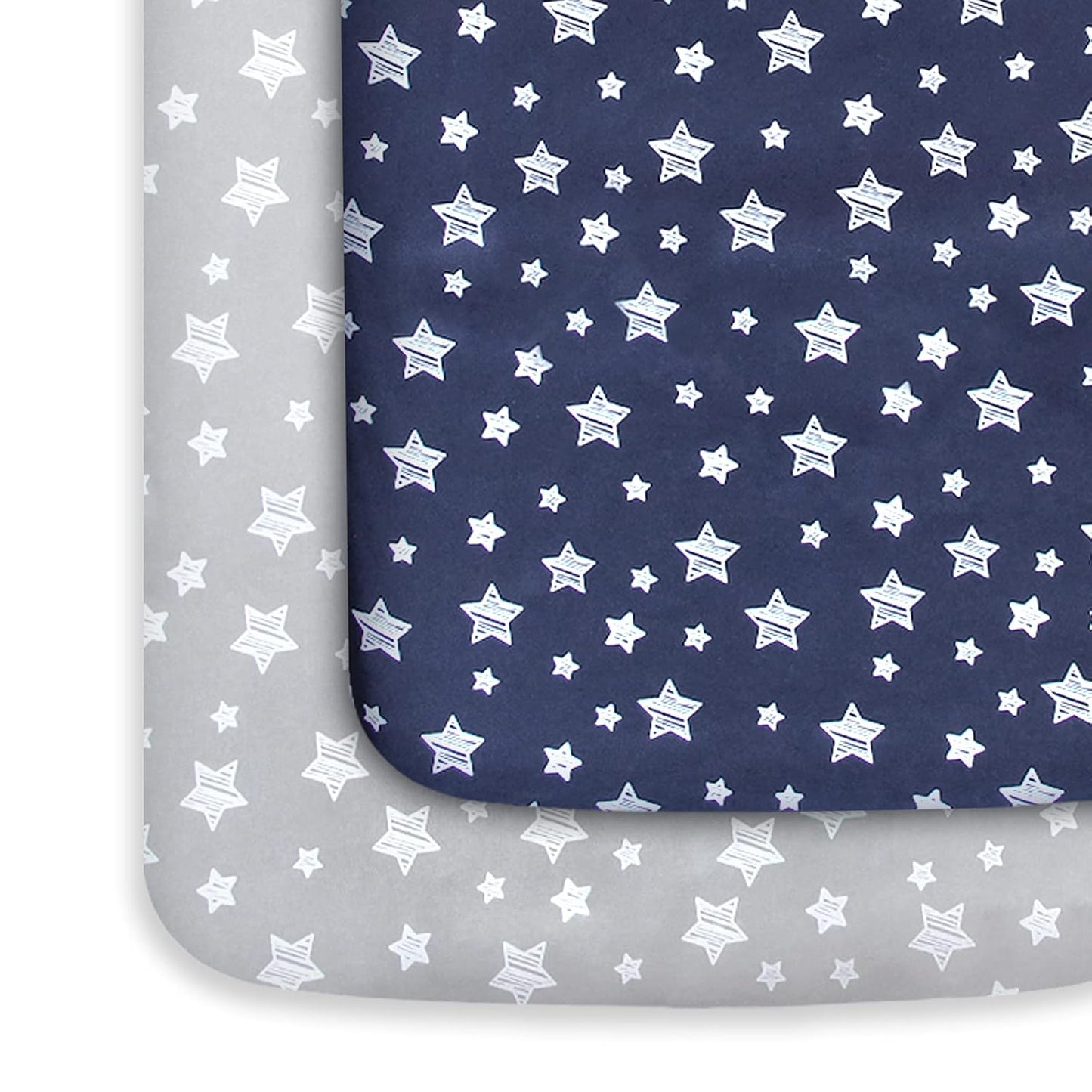2 Pack Mini Crib Sheets, Stretchy Playard Fitted Sheet, Soft and Breathable Material, Stars & Bunny