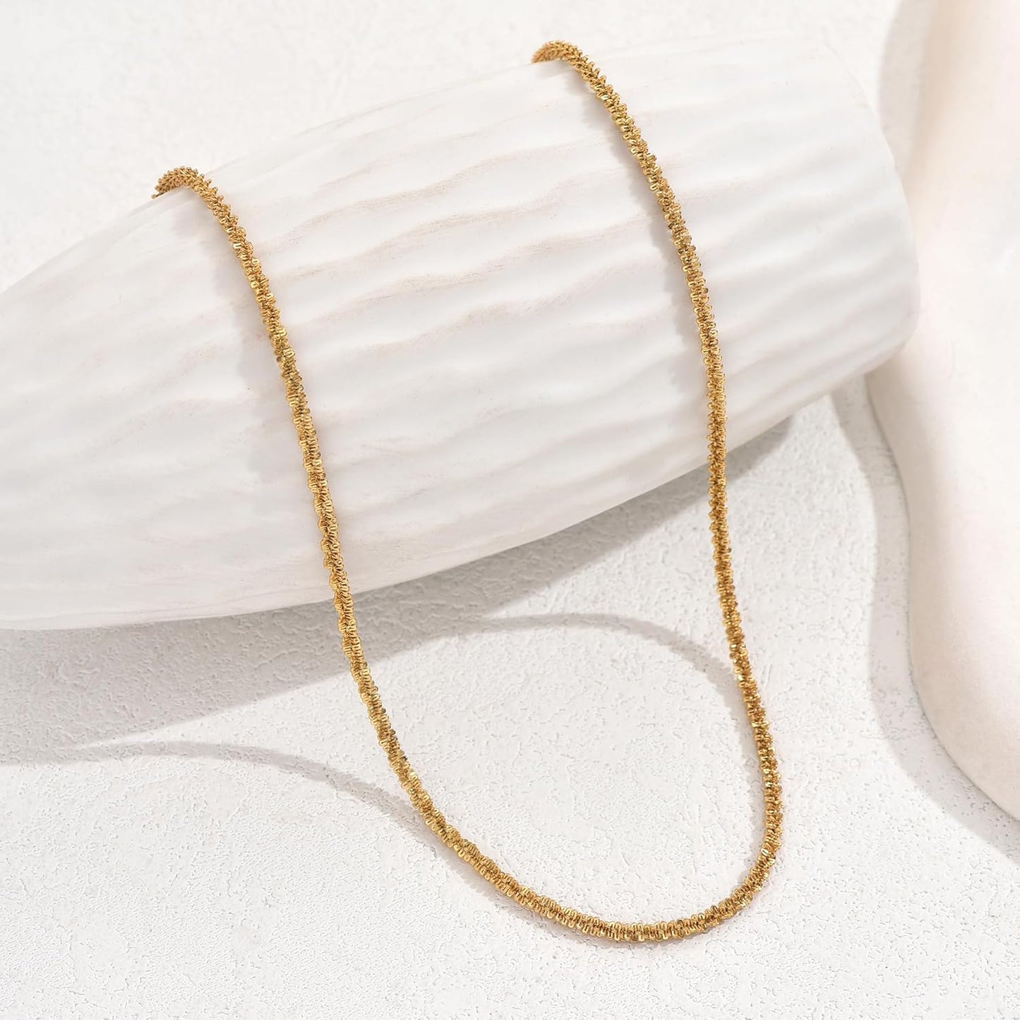 Dainty Gold Chain Necklace For Women - 18K Gold Plated Coin Disc Choker With Beaded & Paper Clip Layered Chain, Everyday Jewelry Gift