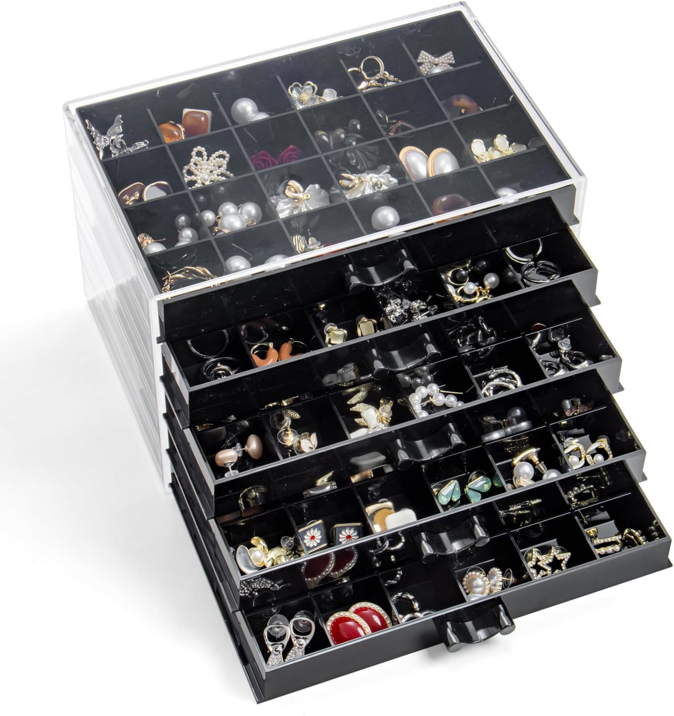 Acrylic Jewelry Storage Box Stand with 120 Small Compartments