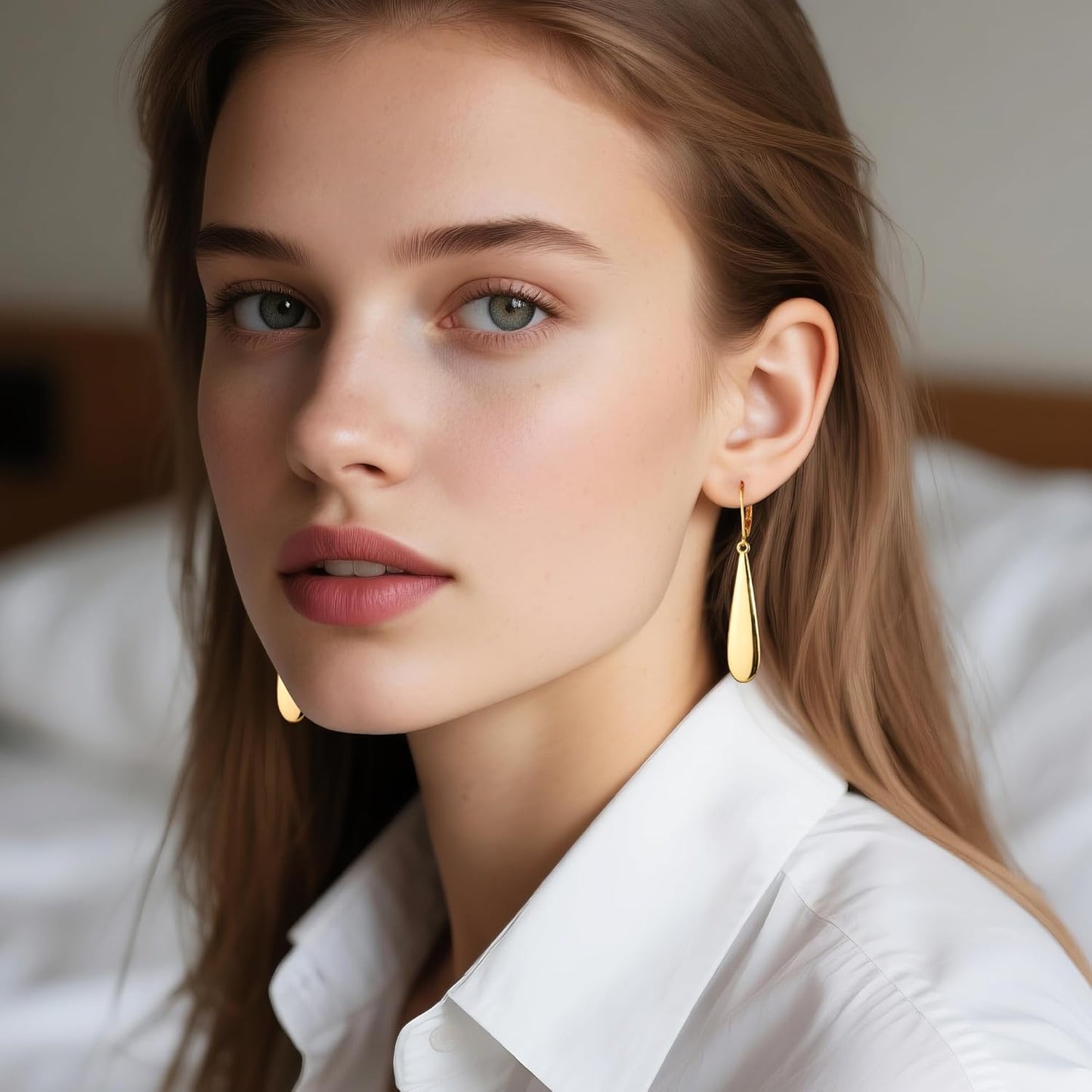 925 Sterling Silver Long Teardrop Dangle Earrings for Women Hypoallergenic Drop Leverback Earrings Trendy Silver Long