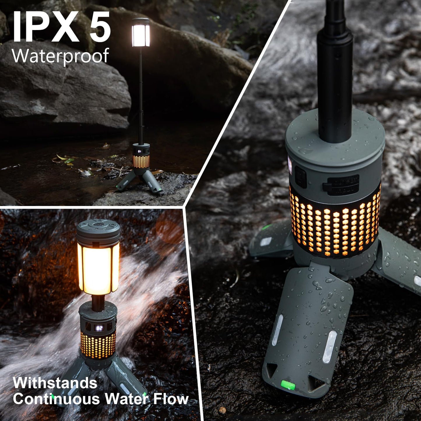 OMOMMD Telescopic Camping Lights, Rechargeable Camping Lights with Stand,12000mAh Collapsible Camping Lanterns, Magnetic Base Portable Flashlights IPX5 Waterproof for Camping,Hiking,Emergency Use