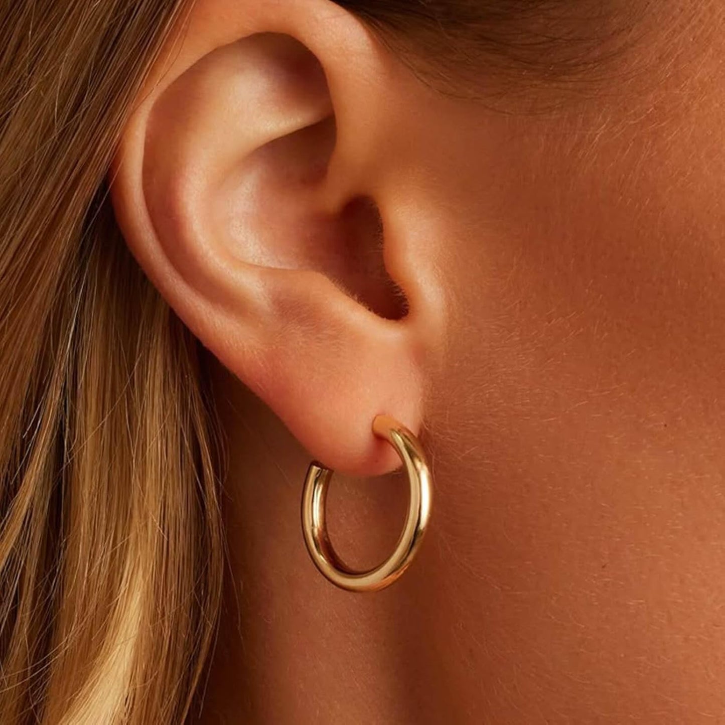 Gold Hoop Earrings Set for Women, 12 Pairs Large/Big Thin Thick Gold Hoops Earrings Loop Pack for Jewelry Gift 40mm/50mm