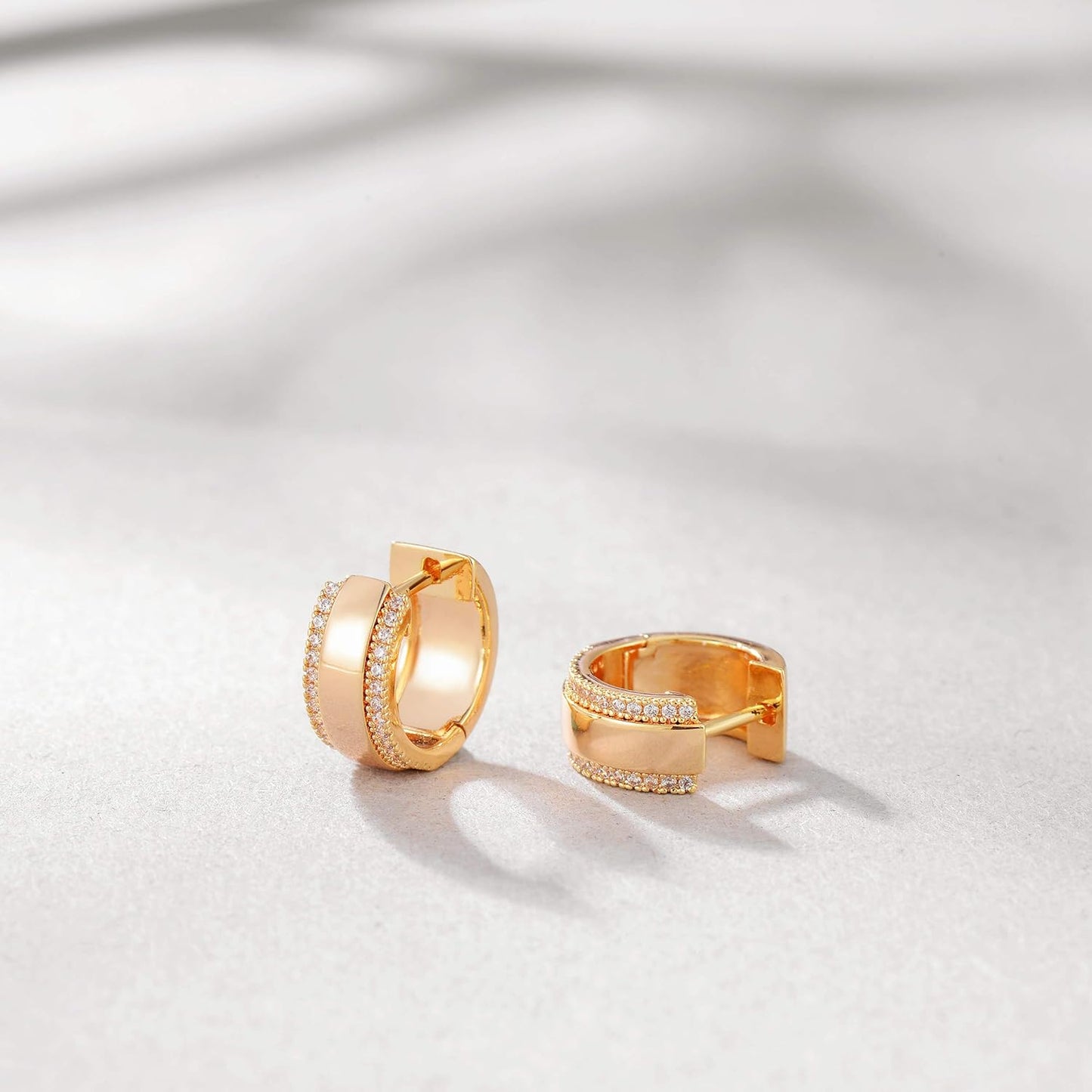 Cubic Zirconia Huggie Earrings 14k Gold Plated Tiny Earrings Small Huggie Hoop Earrings Simple Lightweight Hoops Gift for Women