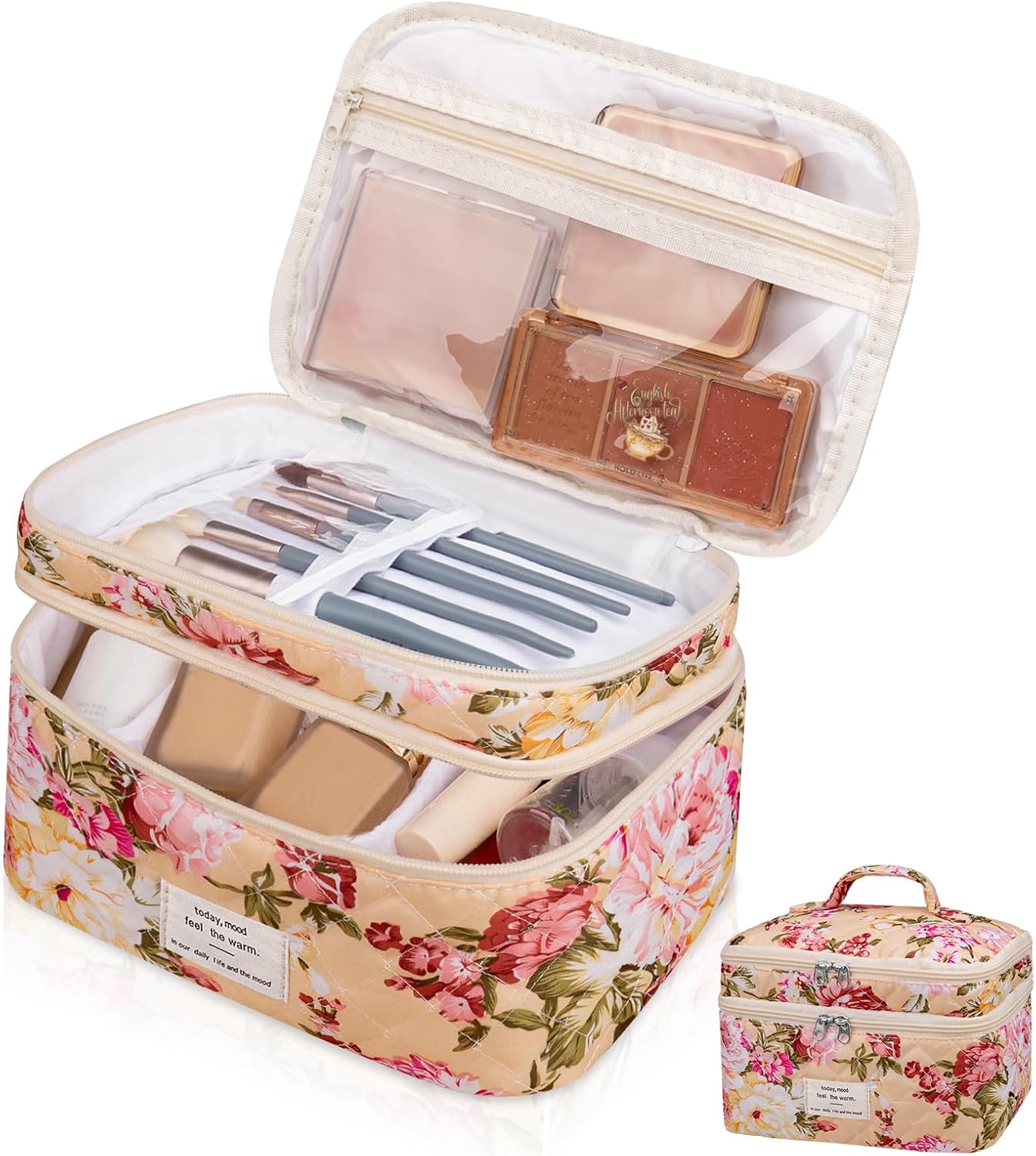Large Makeup Bag, Cute Cosmetic Bag for Women Girls, Floral Coquette Aesthetic Toiletry Bag, Travel Make Up Organizer Bag (BDLH)