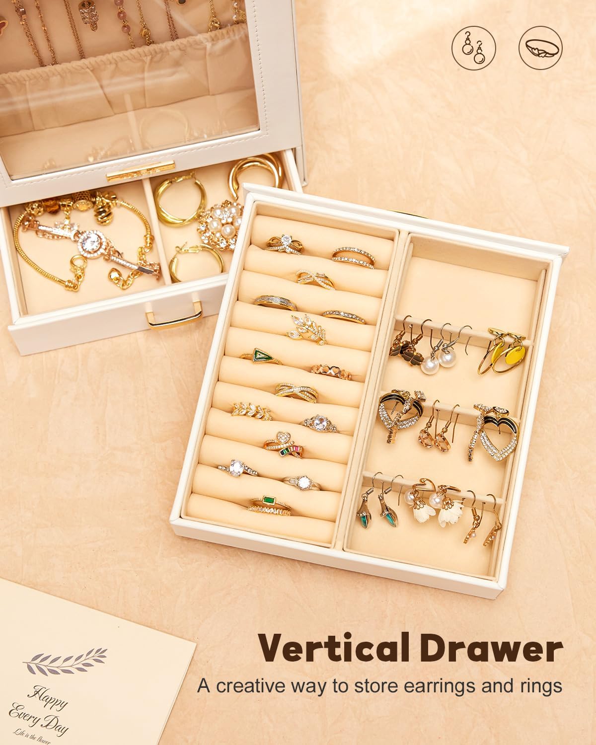 Jewelry Organizer Jewelry Box for Necklaces Rings Earrings Gift Bracelets Storage Case
