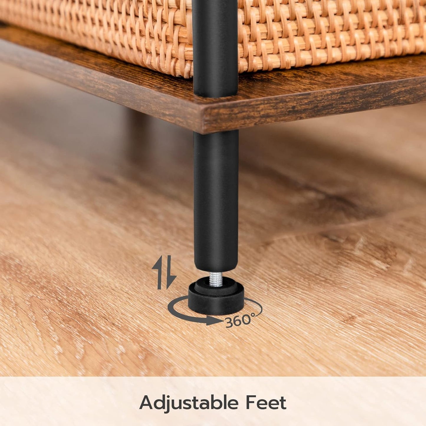 End Table, Small Side Table, Nightstand with 2-Layer Storage Shelves, Stable Frame, Easy Assembly
