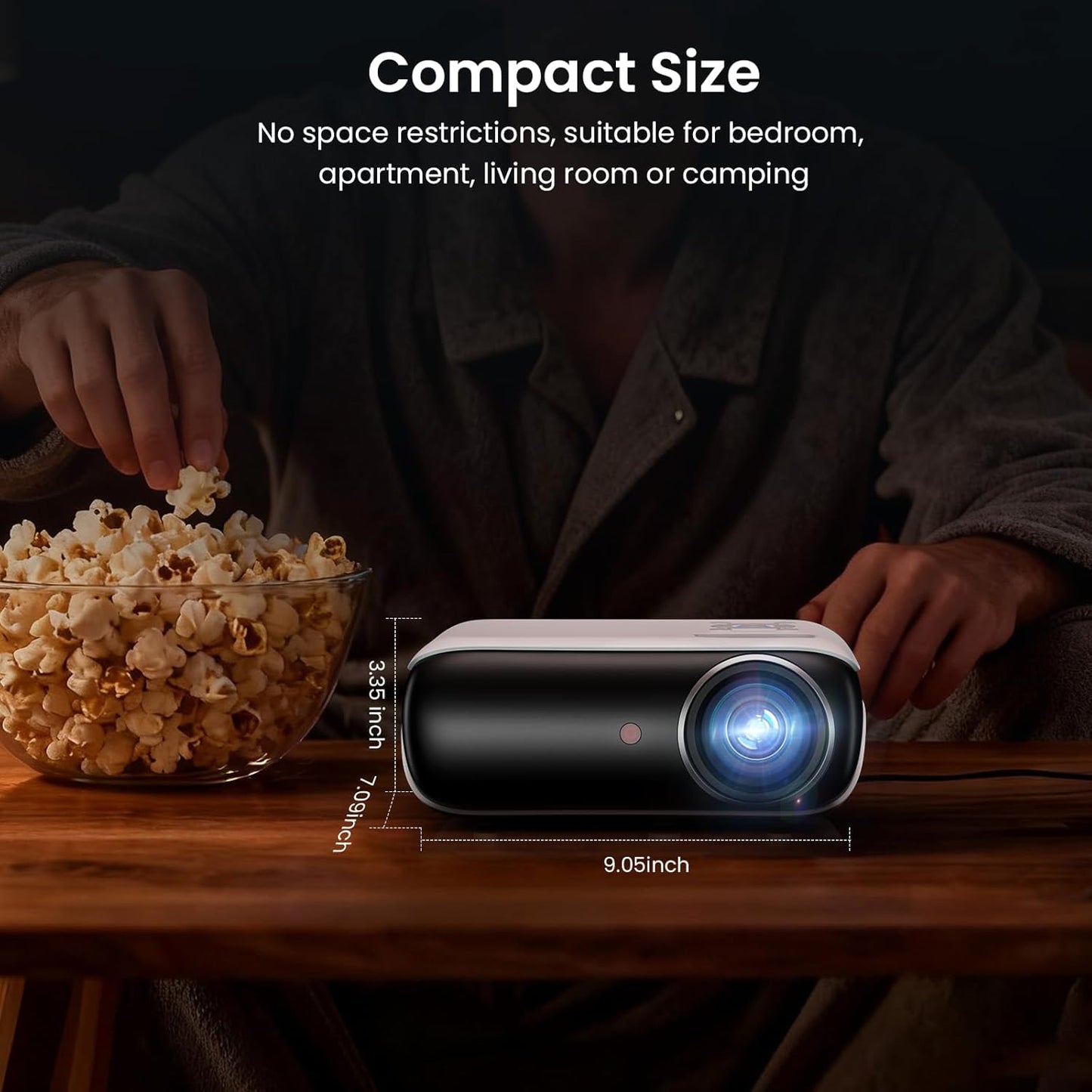OMOMMD Native 1080P Bluetooth Mini Projector, Full HD Portable Outdoor Movie Projector with Built-in Speaker, Compatible with Smartphone, HDMI, USB, AV, Fire Stick, PS5 for Home, Bedroom, Outdoor Use