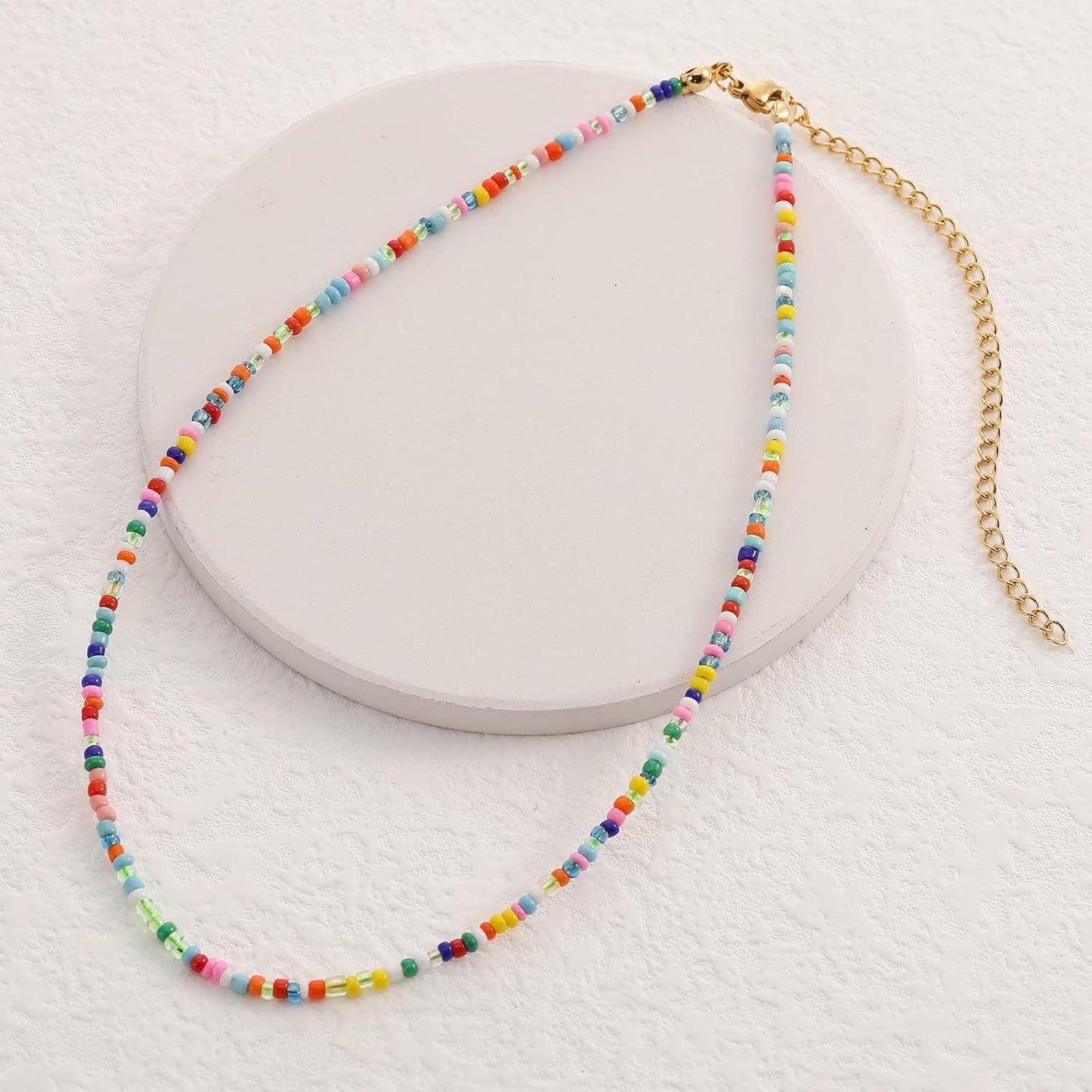 Colorful Beaded Necklace - Freshwater Pearl & Evil Eye Pendant, Stainless Steel 18K Gold Plated Y2K Trendy Jewelry for Women & Teen Girls