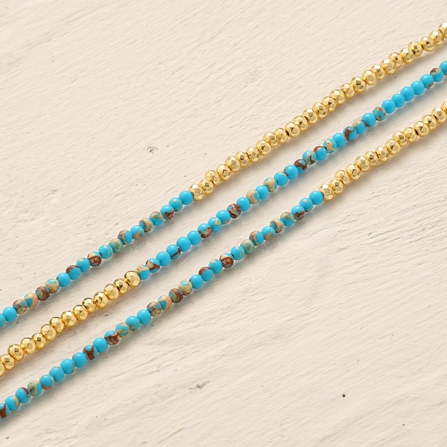Women Beaded Bracelet Gold Double Layer Gemstone 14K Simple Dainty Handmade Chain Everyday Boho Beach Jewelry