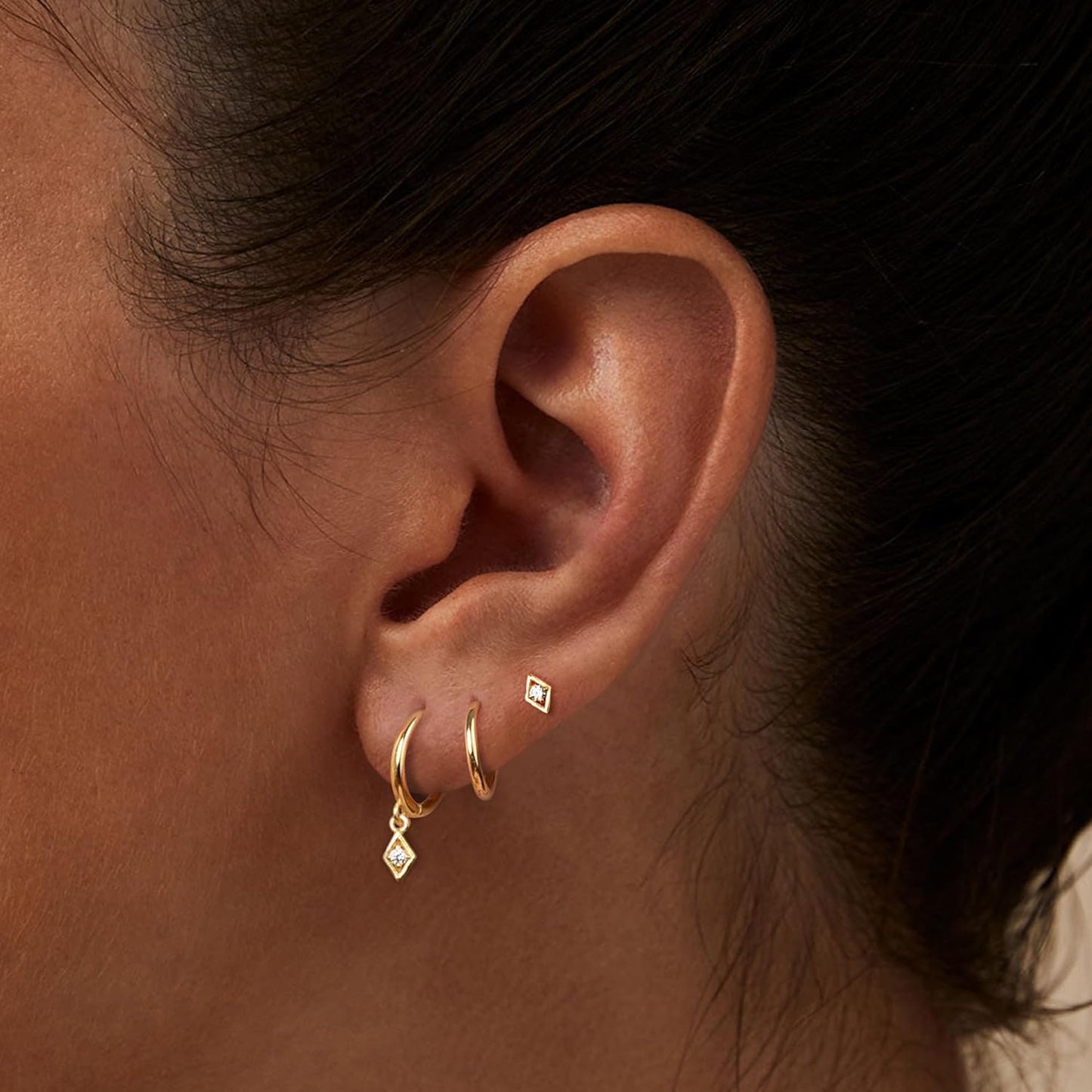 Freekiss 3 Pairs Gold Hoop Earrings Set: Dainty Stud Earrings Trendy Small 14K Gold Plated Hypoallergenic Dangle Cartilage