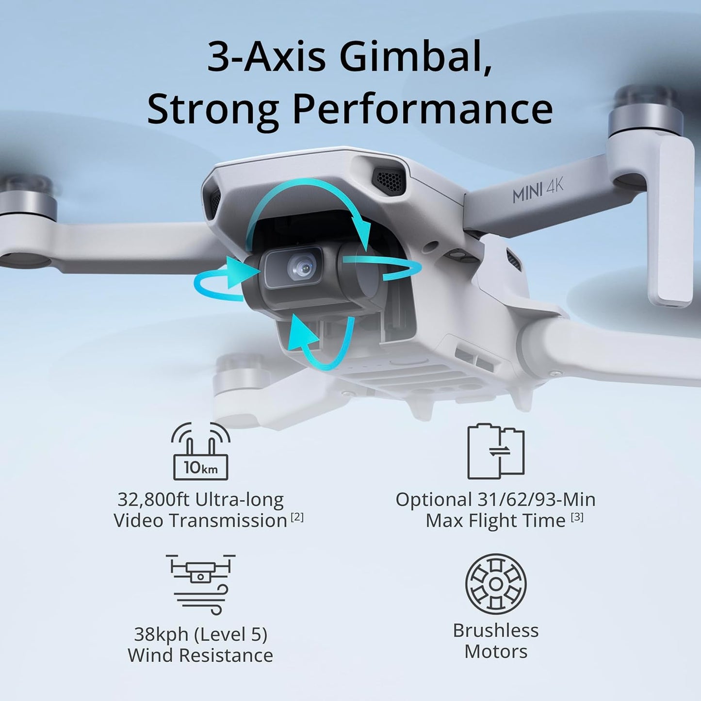 OMOMMD Mini 4K, Drone with 4K UHD Camera for Adults, Under 249 g, 3-Axis Gimbal Stabilization, 10km Video Transmission, Auto Return, Wind Resistance, 1 Battery for 31-Min Max Flight Time, Intelligent