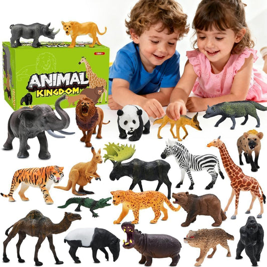 OMOMMD Safari Animals Figures Toys, Realistic Wild Zoo Animal Figurines, Plastic African Jungle Animals Playset for Kids Toddlers, 21Pcs Safari Toys Birthday Gifts for Boys Girls