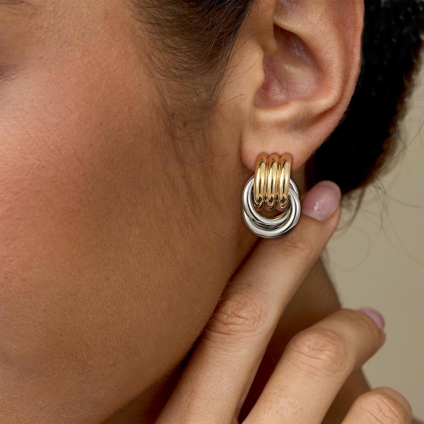 Trendy Gold Plated Knot Earrings for Women Chunky Statement Drop Dangle Earrings Lightweight Fashion Accessories Gold Jewelry