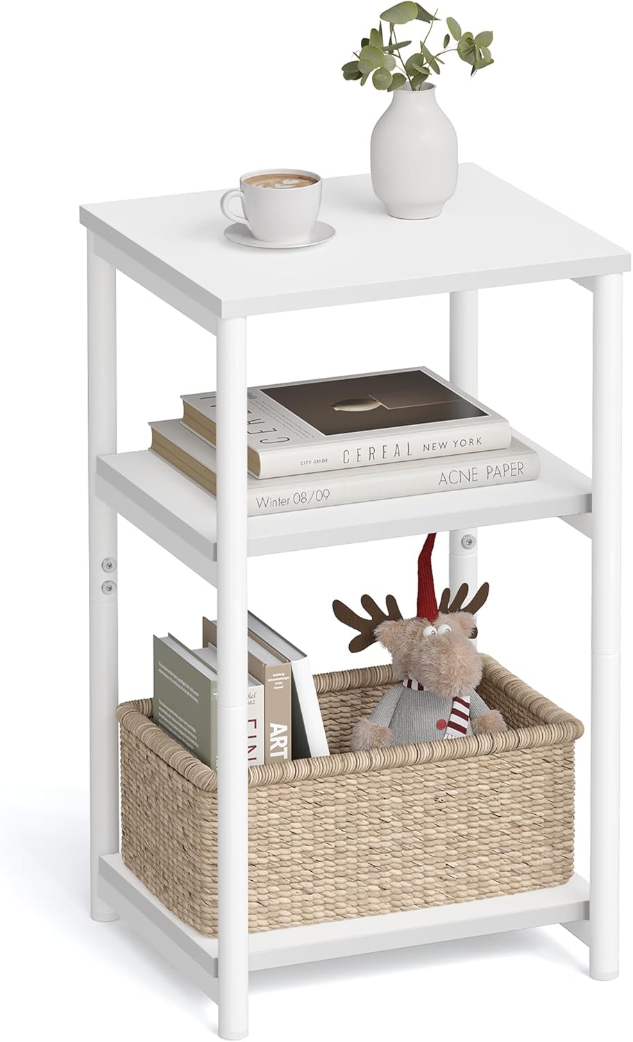 Side Table, Small End Table, Tall Nightstand for Living Room, Bedroom, Office, Bathroom